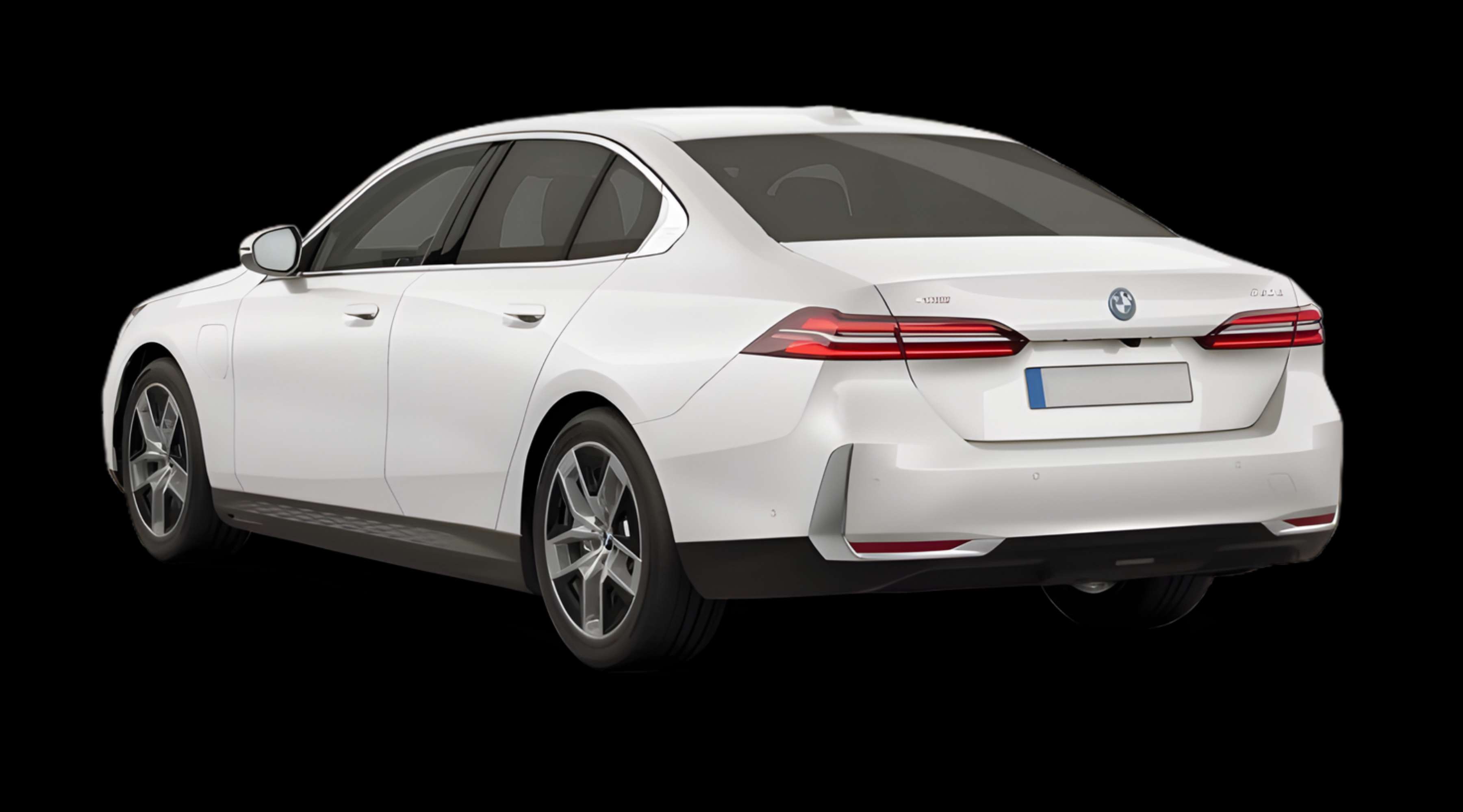 Schräge Heckansicht eines BMW 5er-Reihe, freigestellt