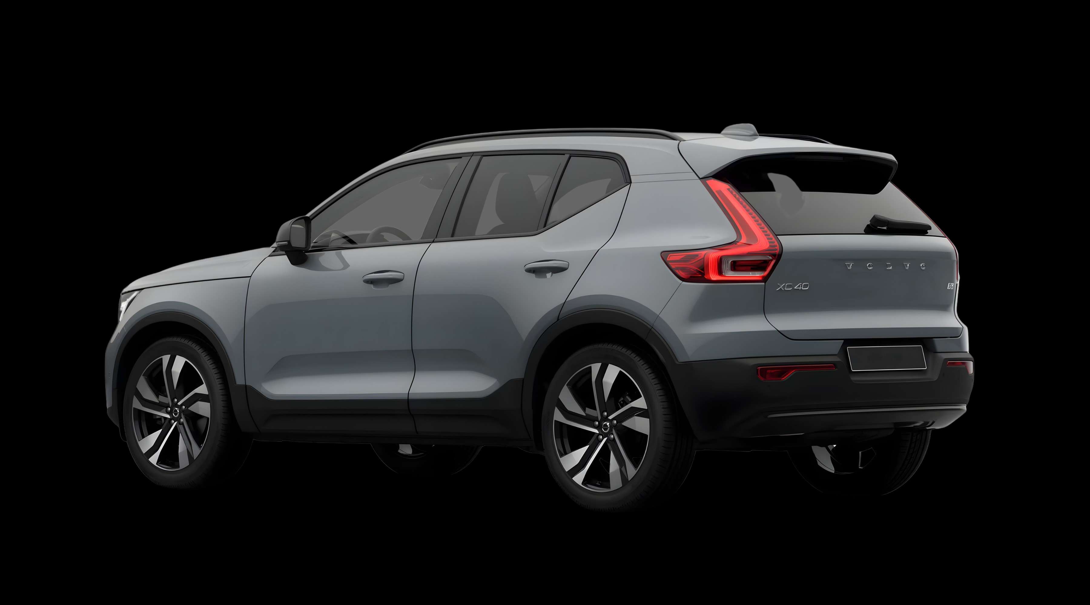 Schräge Heckansicht eines Volvo XC40, freigestellt