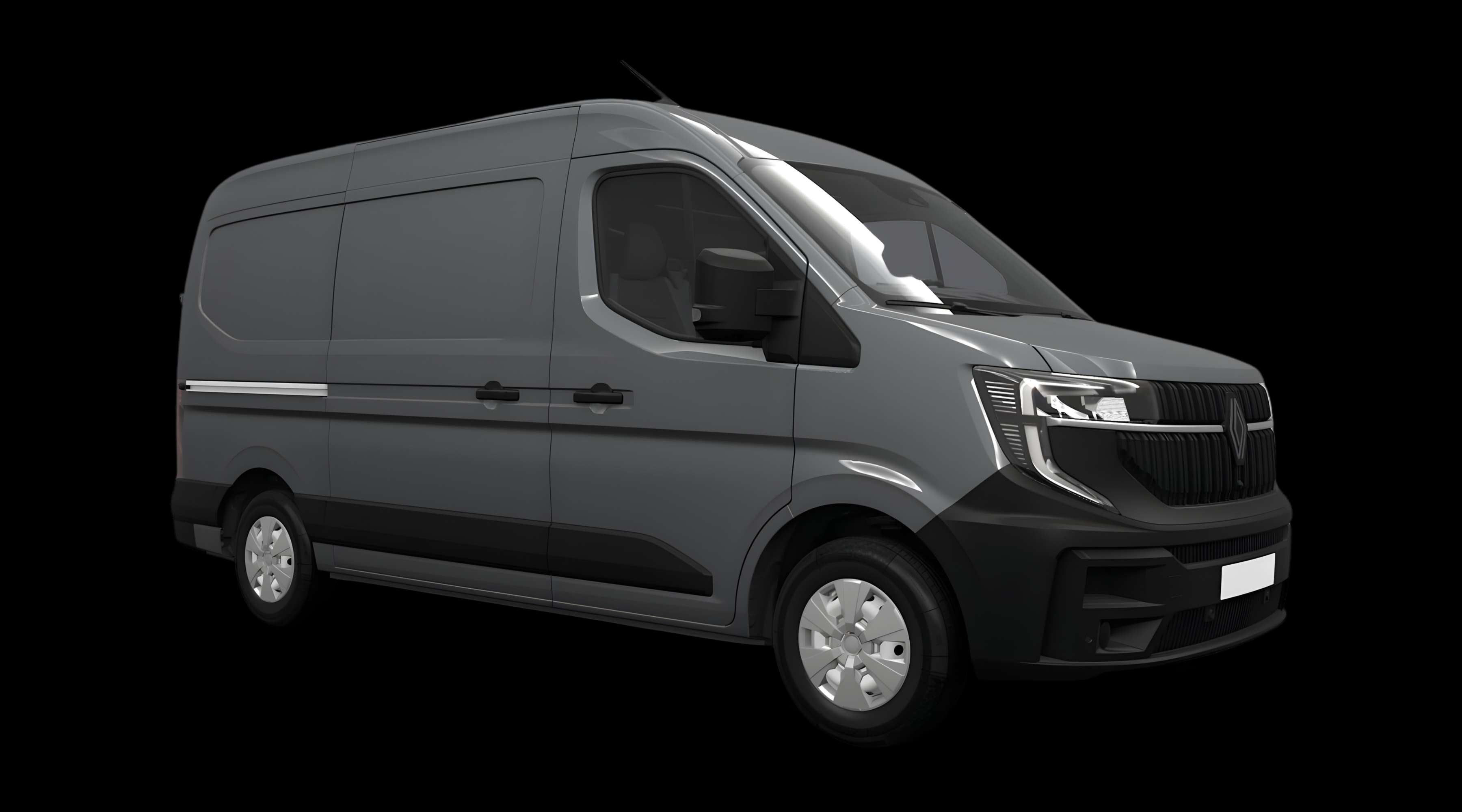 Schräge Frontansicht eines Renault Master, freigestellt