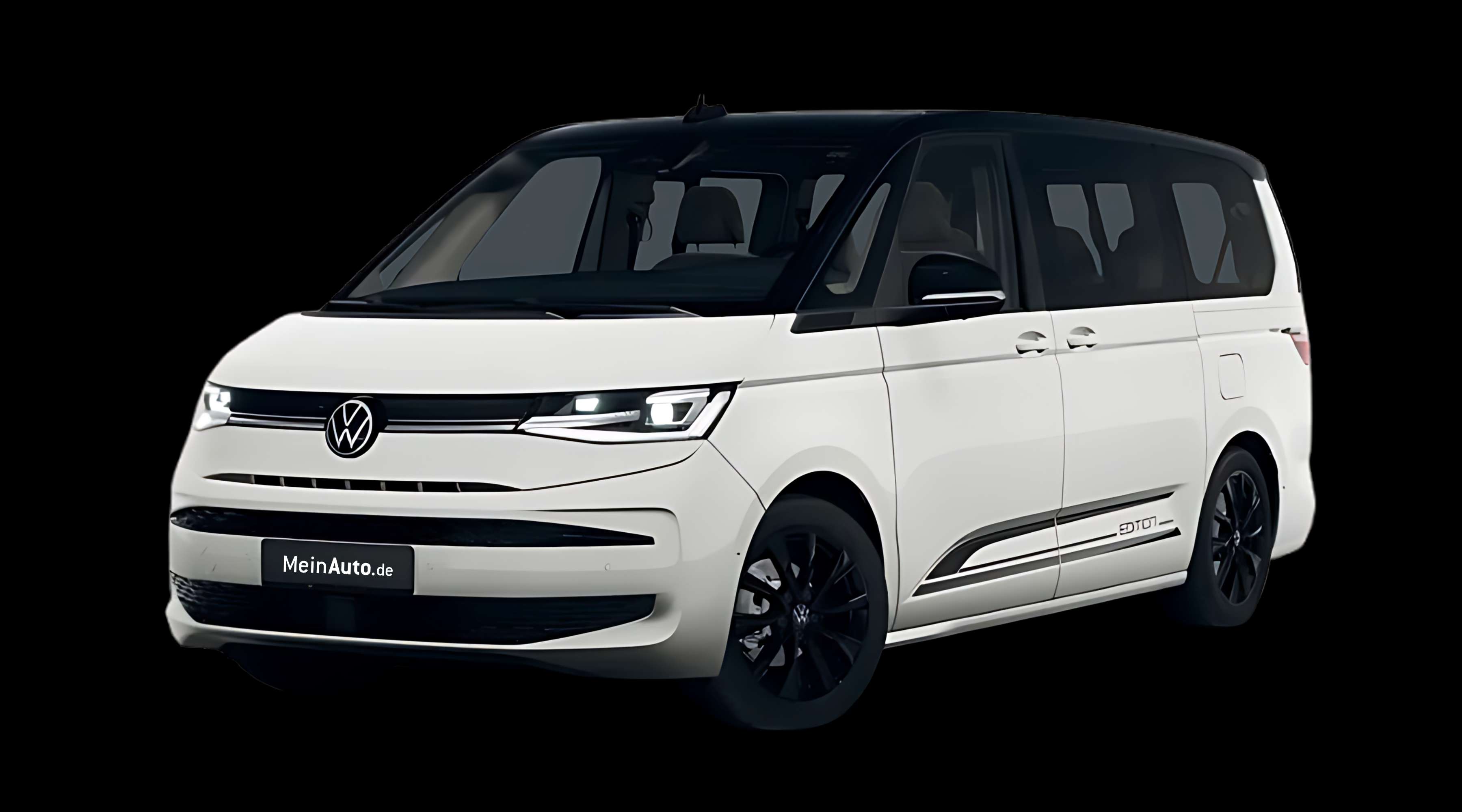 Schräge Frontansicht eines Volkswagen Multivan, freigestellt