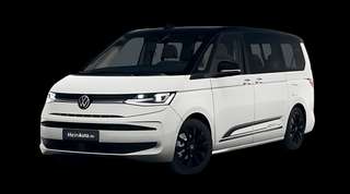 Schräge Frontansicht auf einen Volkswagen Multivan Edition, freigestellt