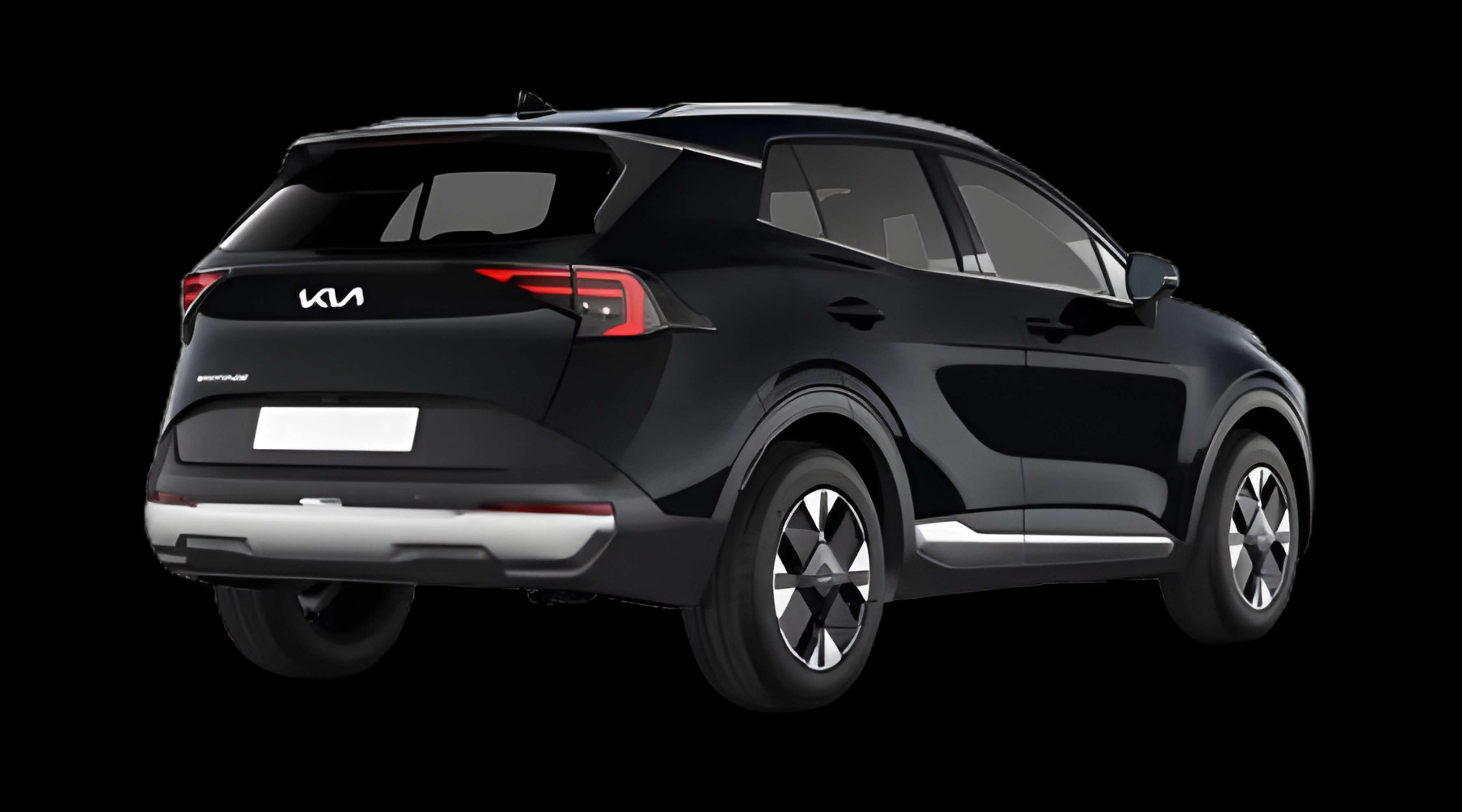 Schräge Heckansicht eines Kia Sportage, freigestellt