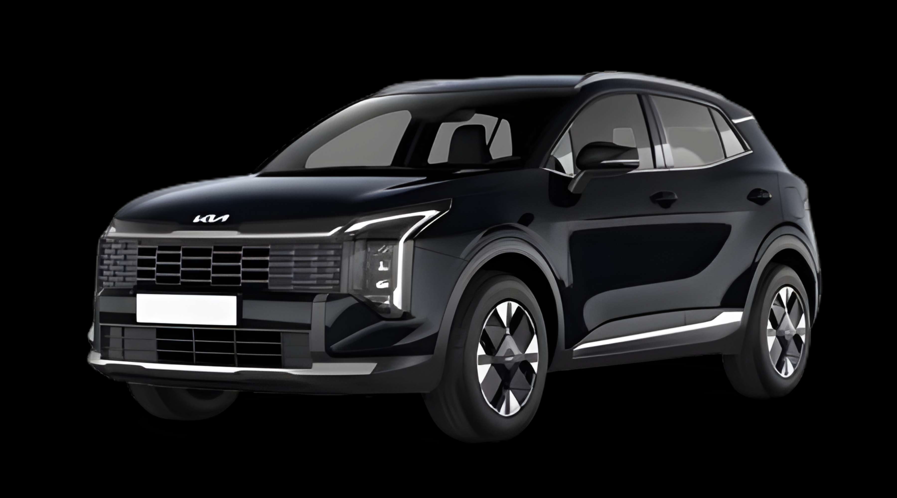 Schräge Frontansicht eines Kia Sportage, freigestellt