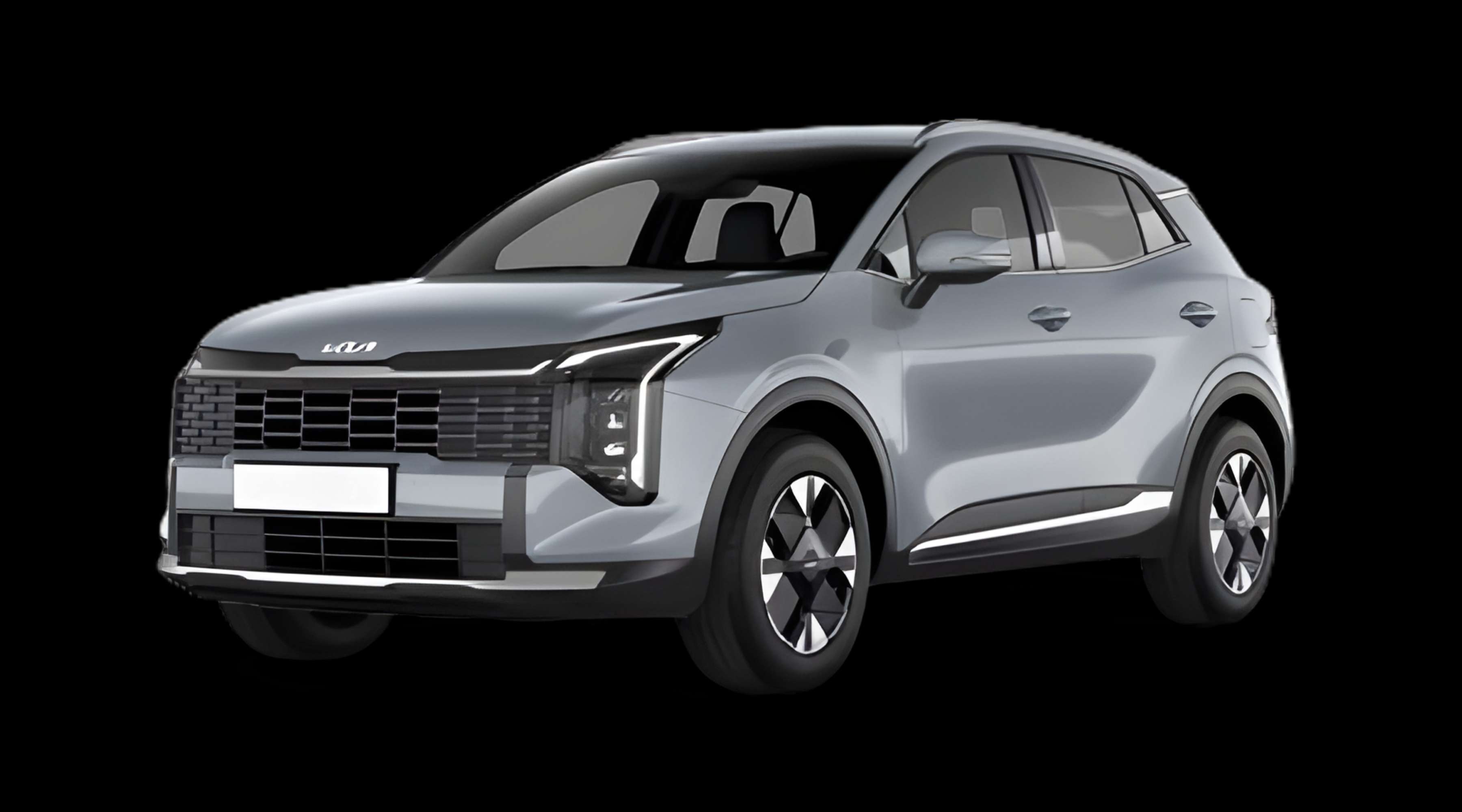 Schräge Frontansicht eines Kia Sportage, freigestellt