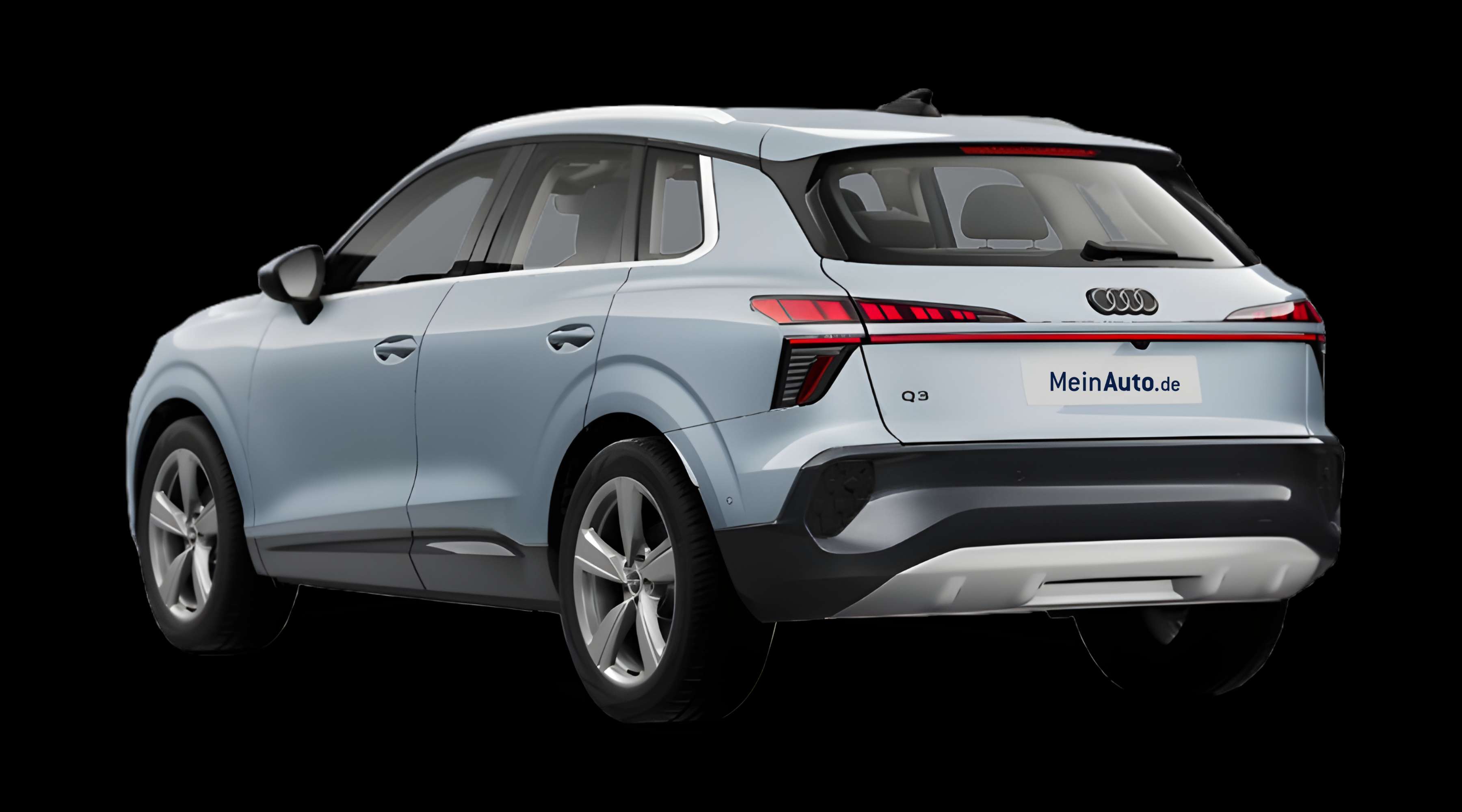 Schräge Heckansicht eines Audi Q3, freigestellt