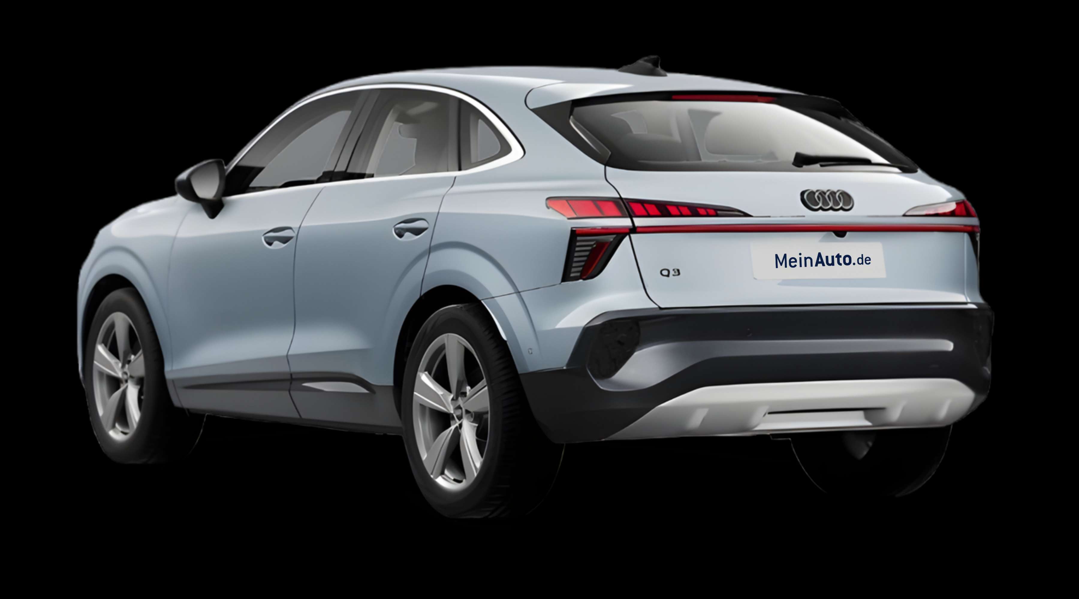 Schräge Heckansicht eines Audi Q3 Sportback, freigestellt