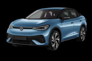 Schräge Frontansicht auf einen Volkswagen ID.5 ENERGY, freigestellt