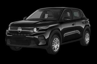 Schräge Frontansicht auf einen Citroën ë-C3 MAX, freigestellt