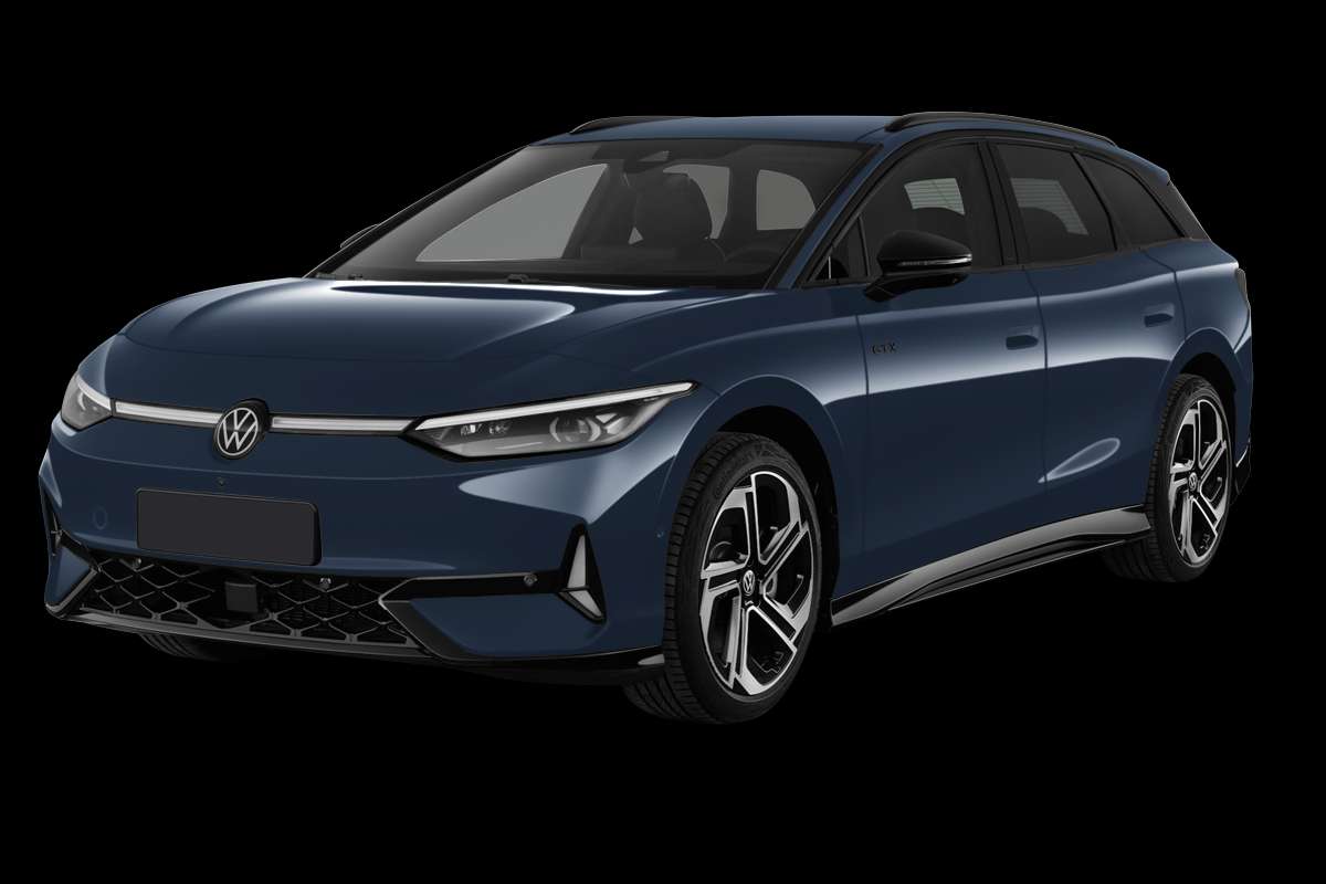 Schräge Frontansicht eines Volkswagen ID.7, freigestellt