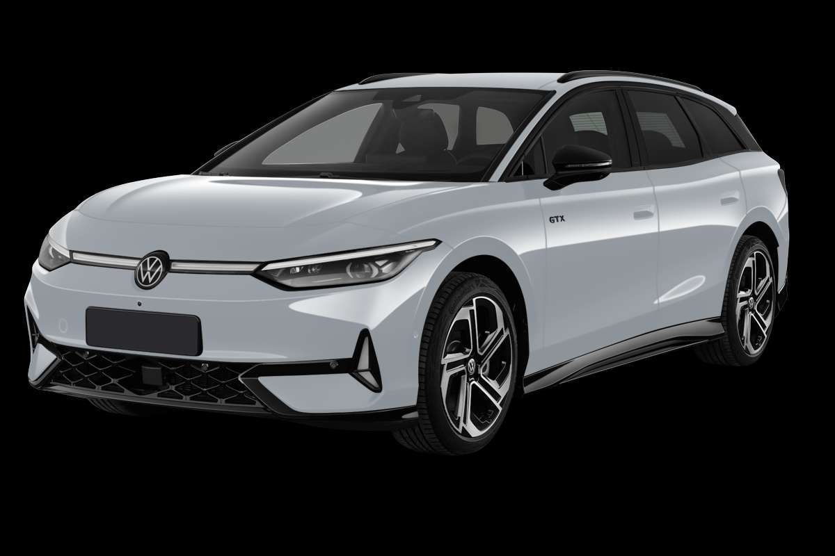 Schräge Frontansicht eines Volkswagen ID.7, freigestellt