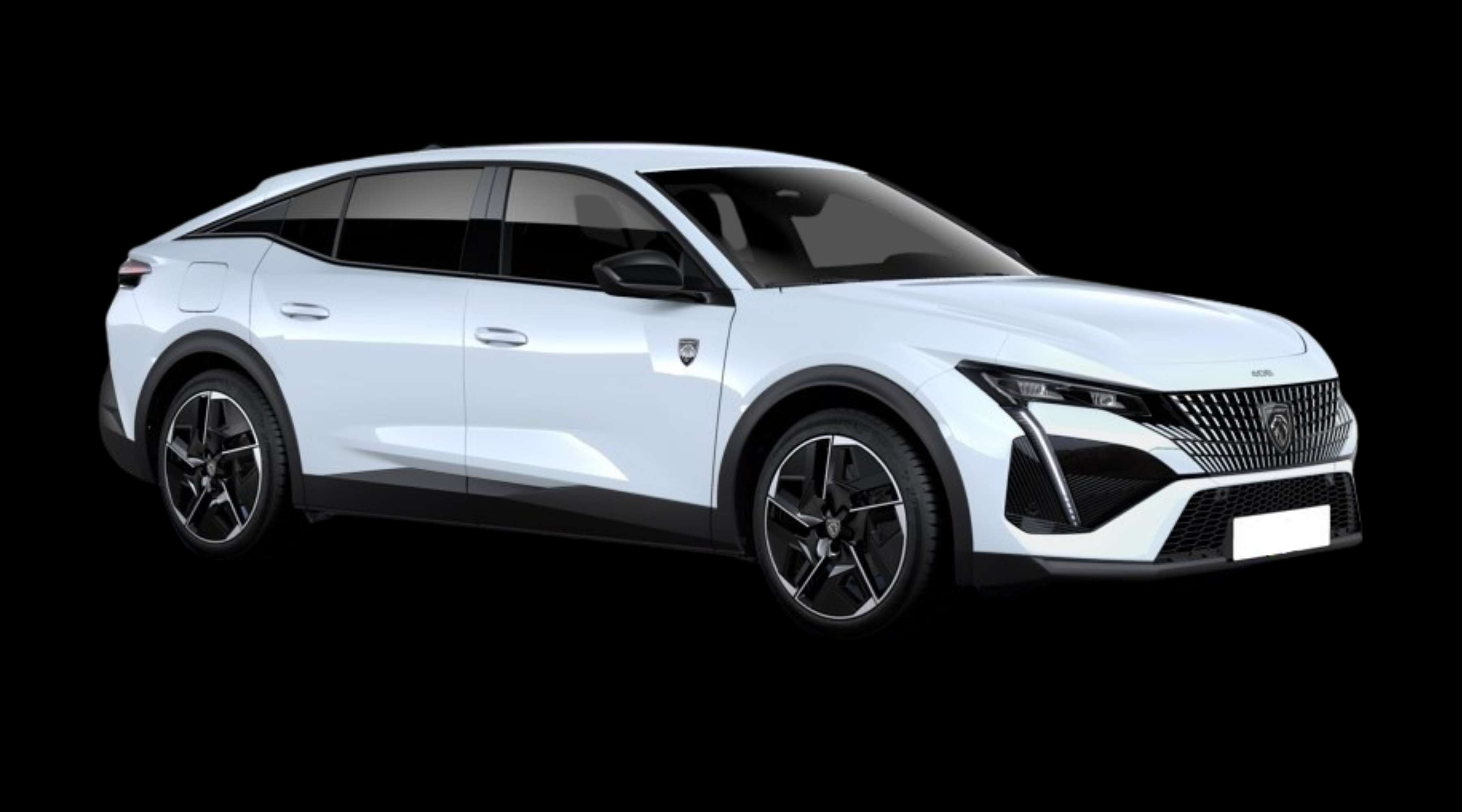 Schräge Frontansicht eines Peugeot 408, freigestellt