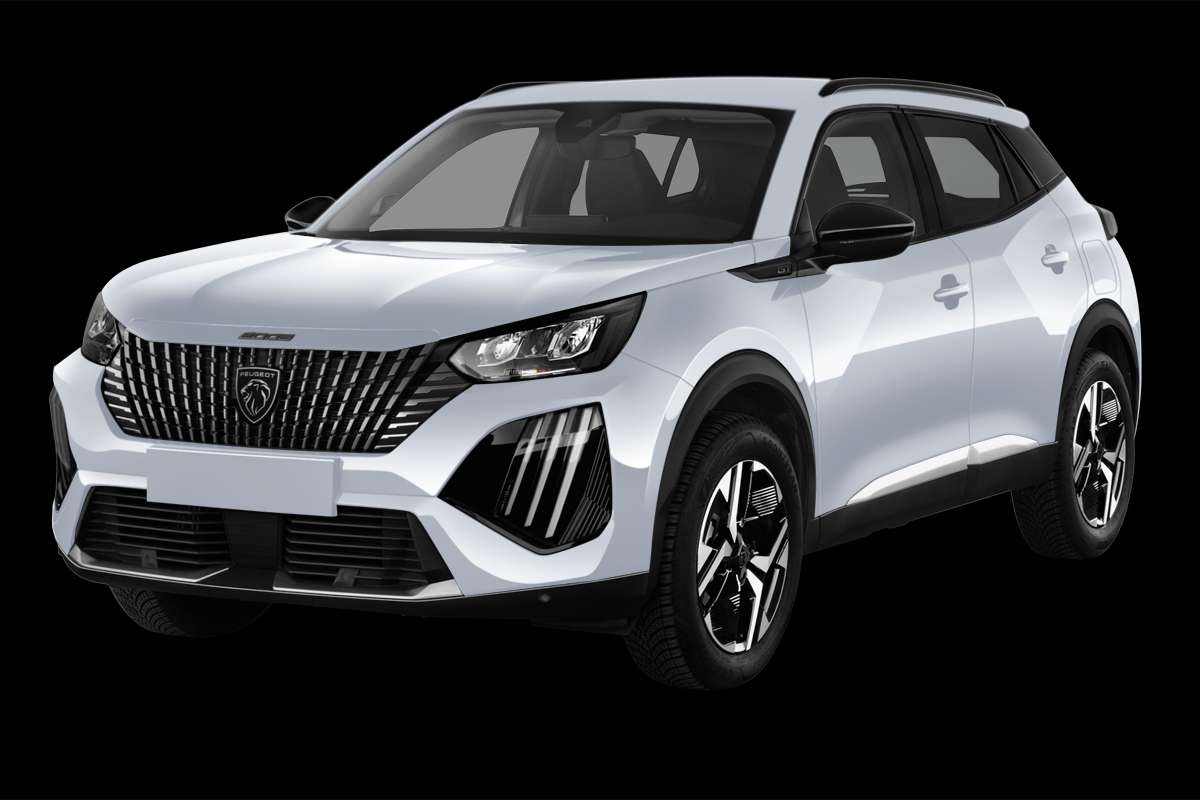 Schräge Frontansicht eines Peugeot 2008, freigestellt