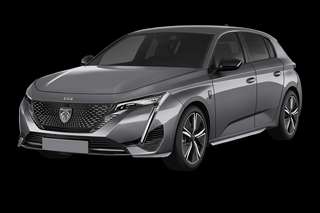 Schräge Frontansicht auf einen Peugeot 308 Style, freigestellt