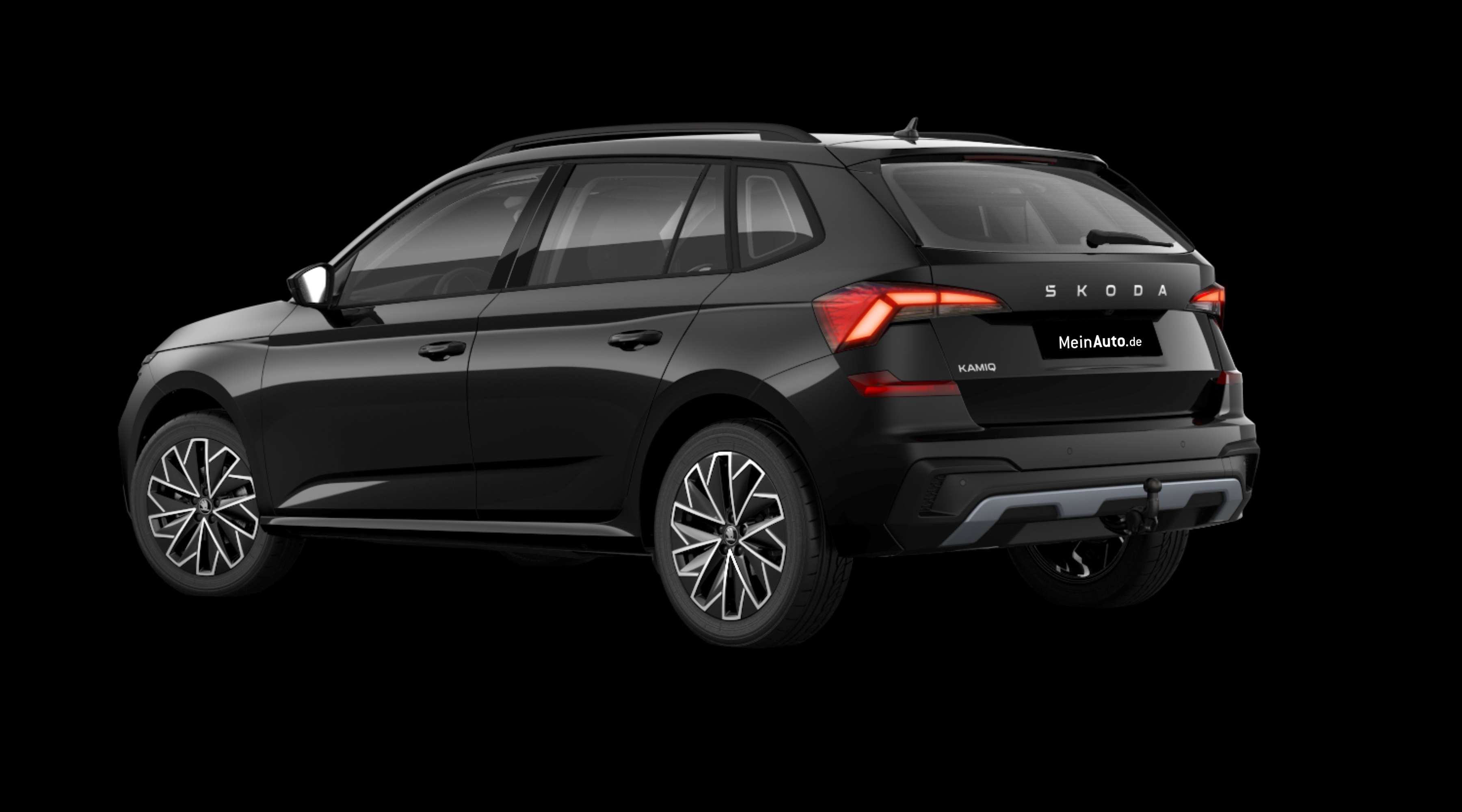 Schräge Heckansicht eines Skoda Kamiq, freigestellt
