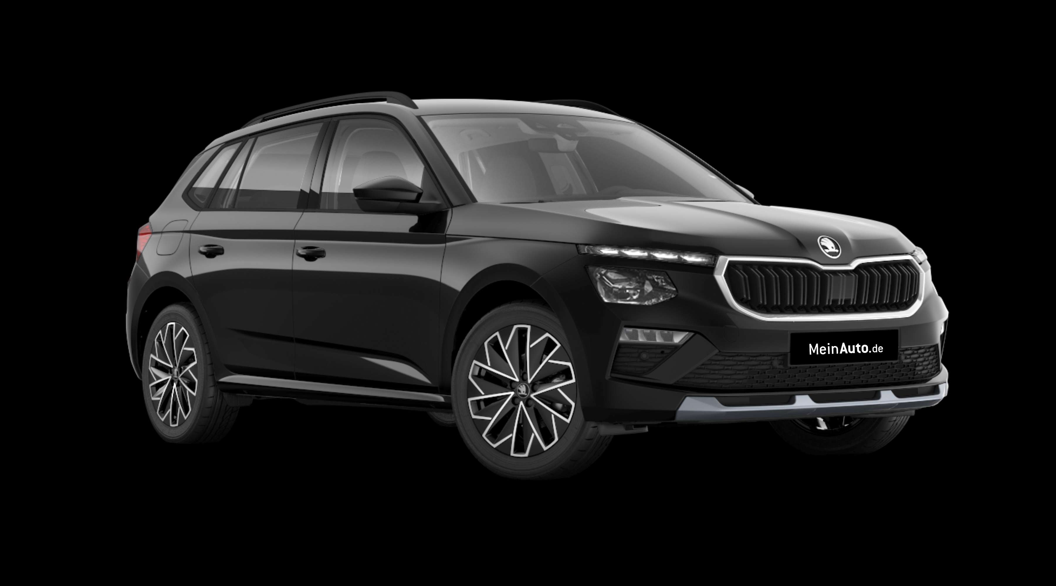 Schräge Frontansicht eines Skoda Kamiq, freigestellt