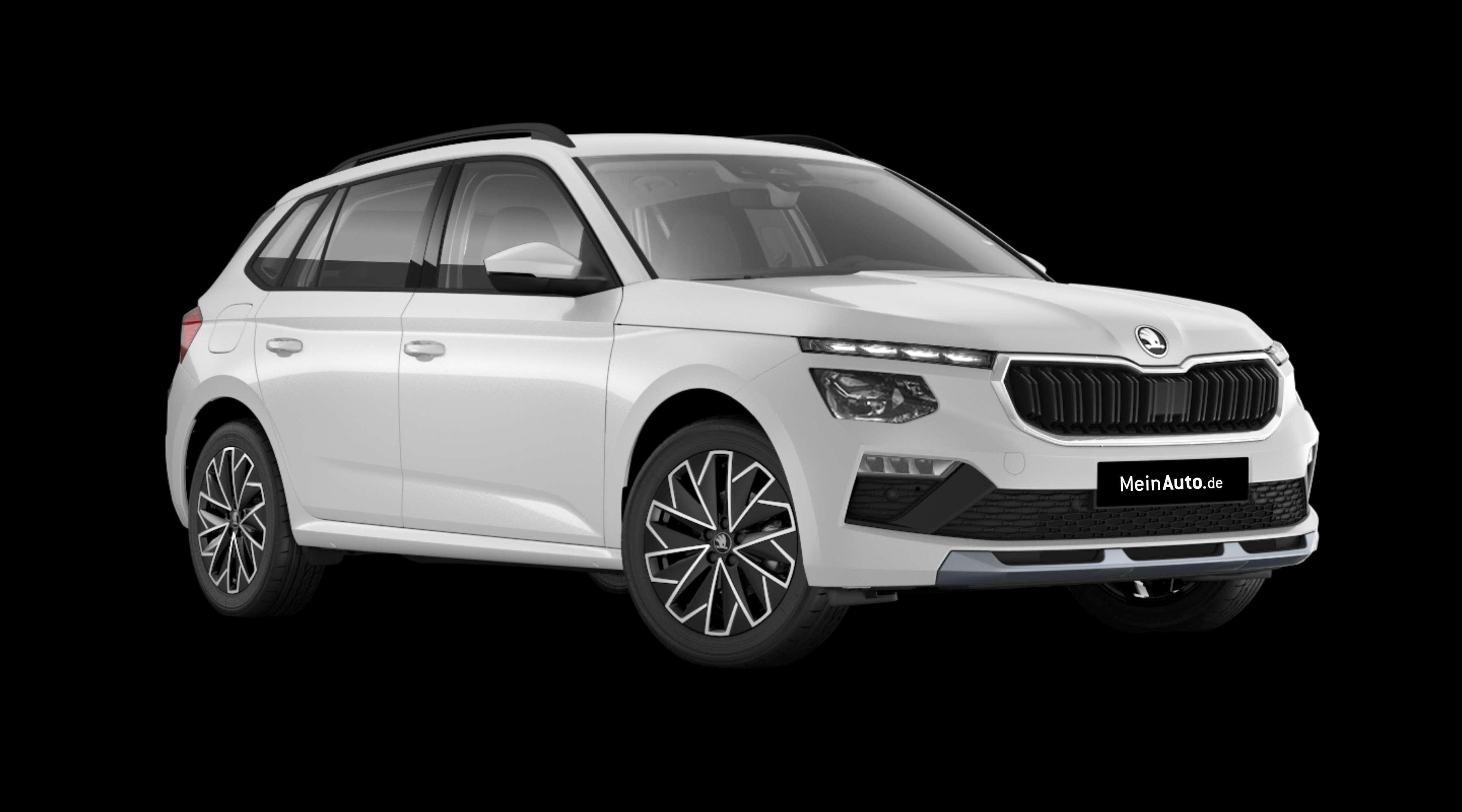 Schräge Frontansicht eines Skoda Kamiq, freigestellt