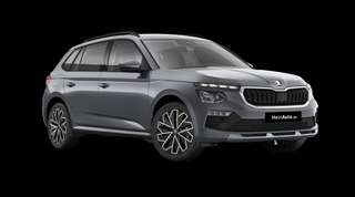 Schräge Frontansicht auf einen Skoda Kamiq Balance, freigestellt