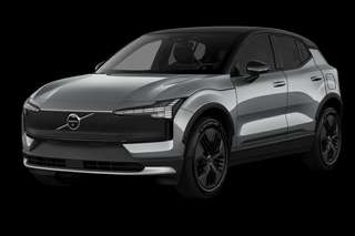 Schräge Frontansicht auf einen Volvo EX30 Cross Country Ultra, freigestellt