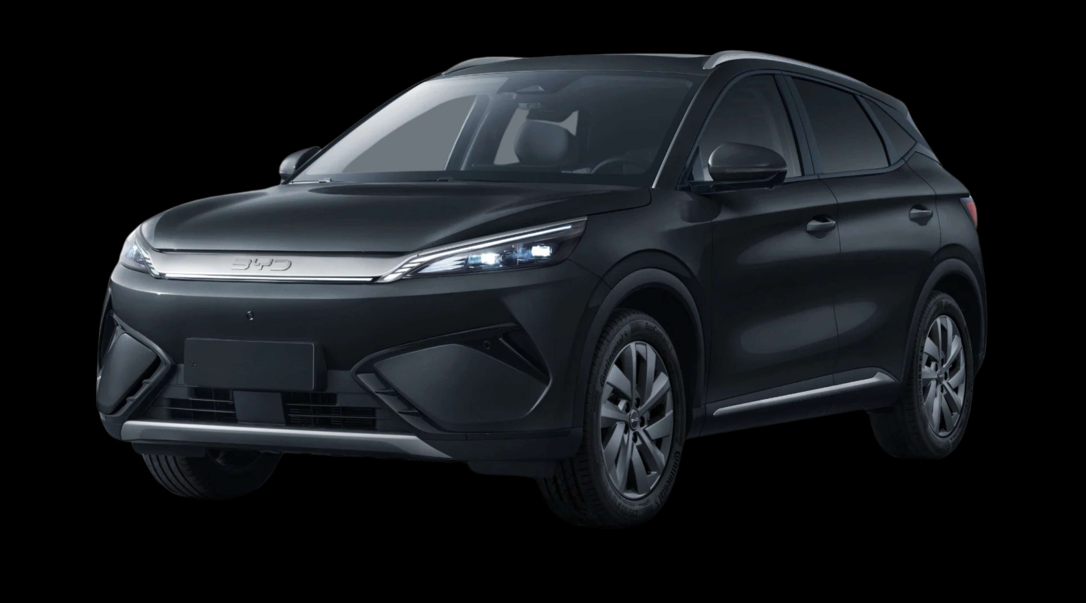 Schräge Frontansicht eines BYD Atto 3 Evo, freigestellt