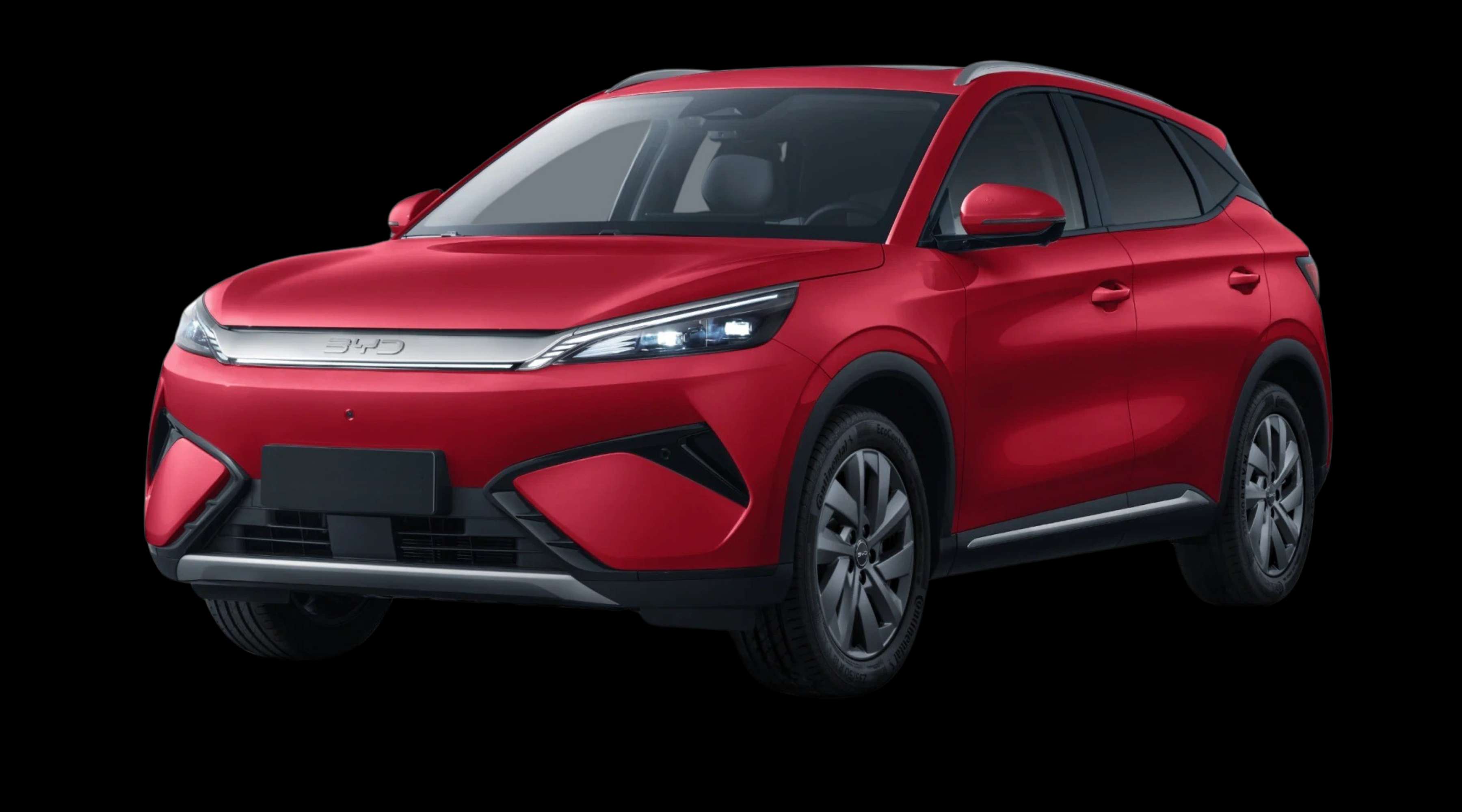 Schräge Frontansicht eines BYD Atto 3 Evo, freigestellt
