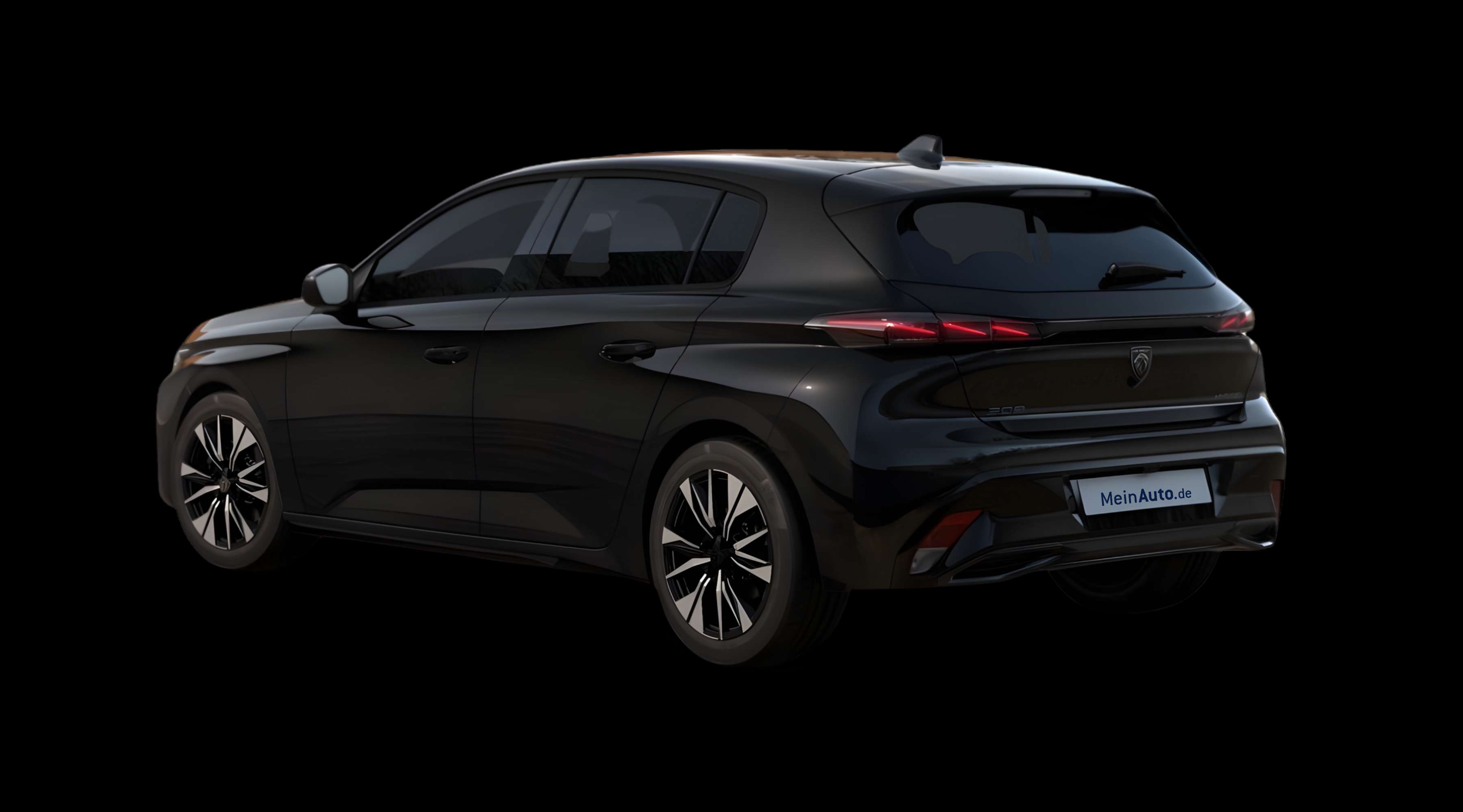 Schräge Heckansicht eines Peugeot 308, freigestellt