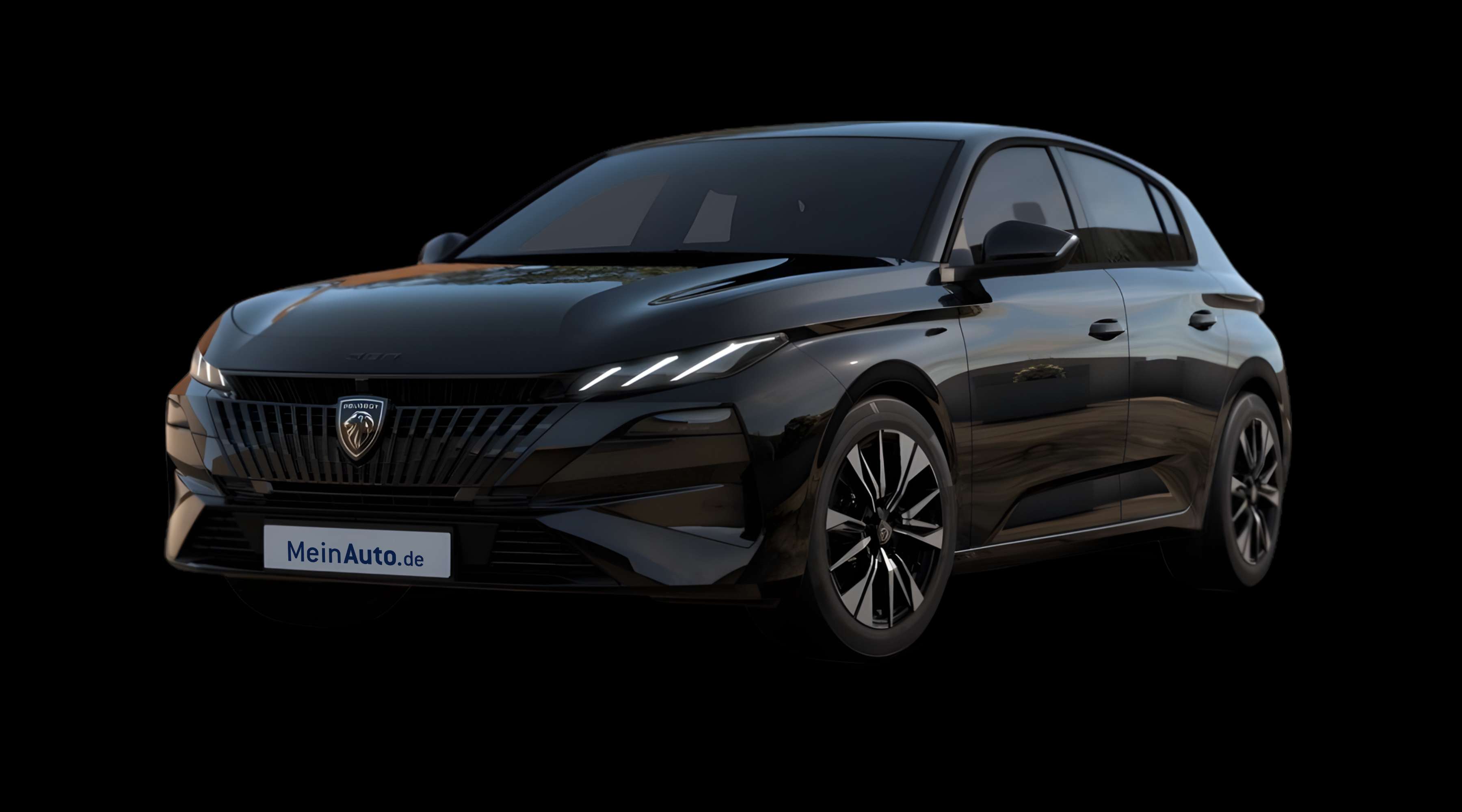 Schräge Frontansicht eines Peugeot 308, freigestellt