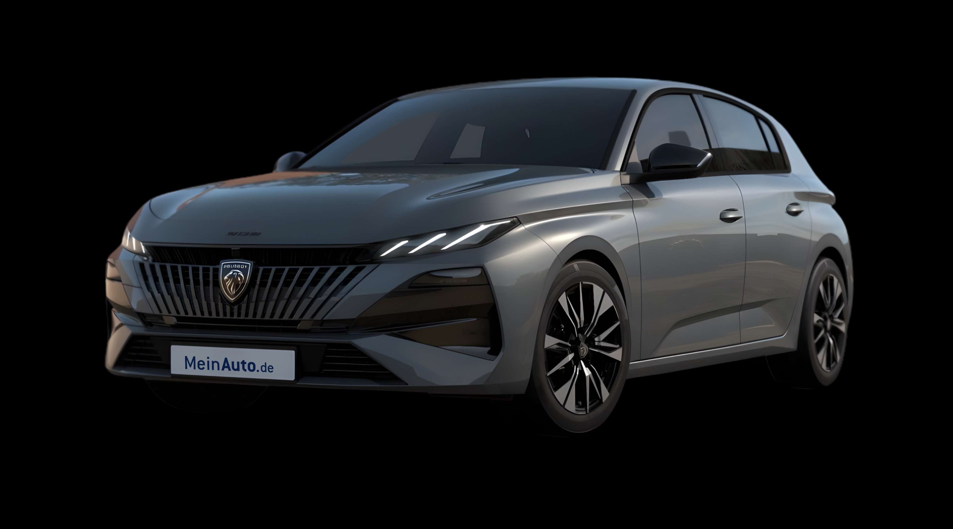 Schräge Frontansicht eines Peugeot 308, freigestellt