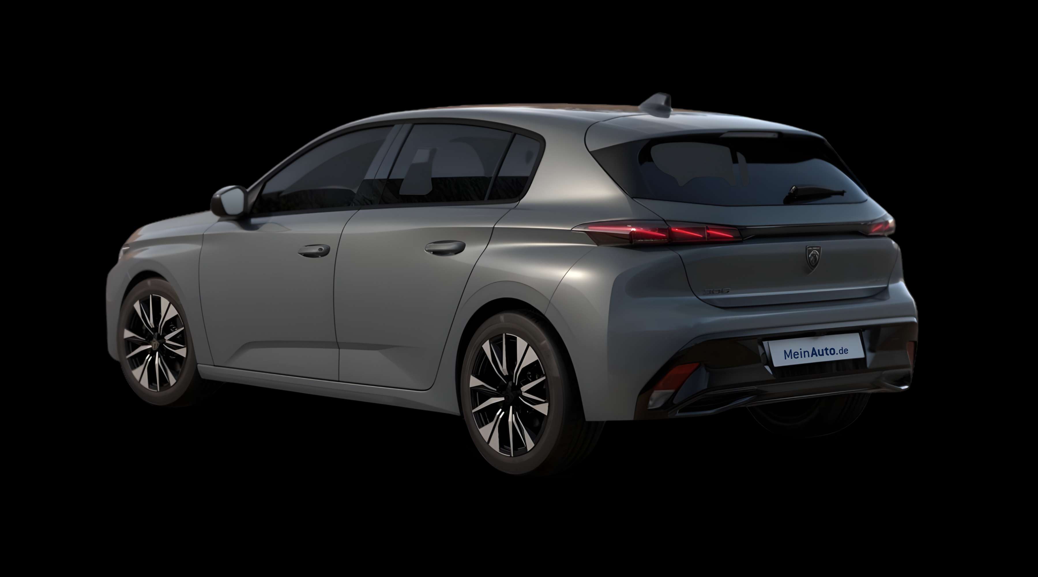 Schräge Heckansicht eines Peugeot 308, freigestellt