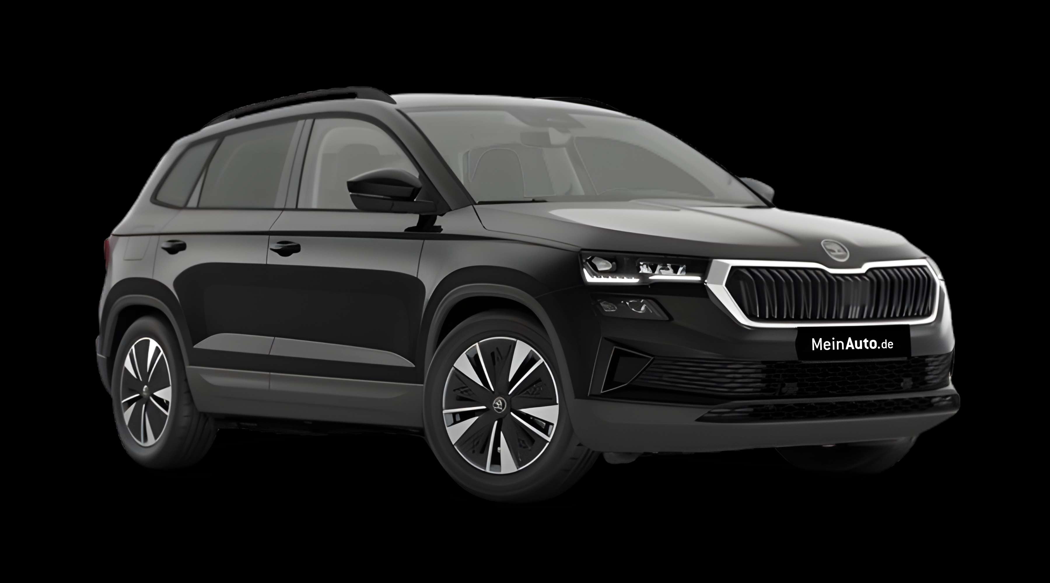 Schräge Frontansicht eines Skoda Karoq, freigestellt
