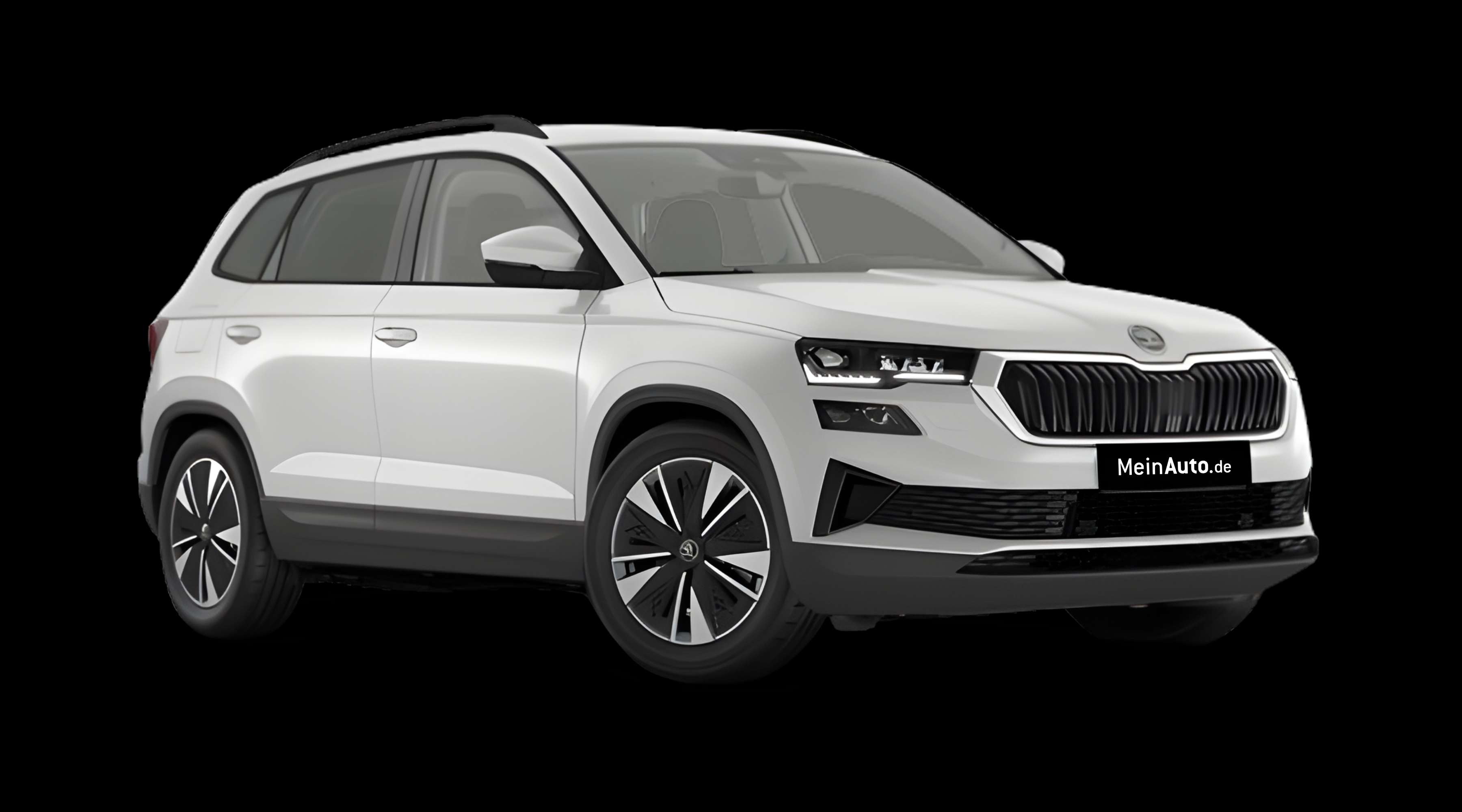 Schräge Frontansicht eines Skoda Karoq, freigestellt