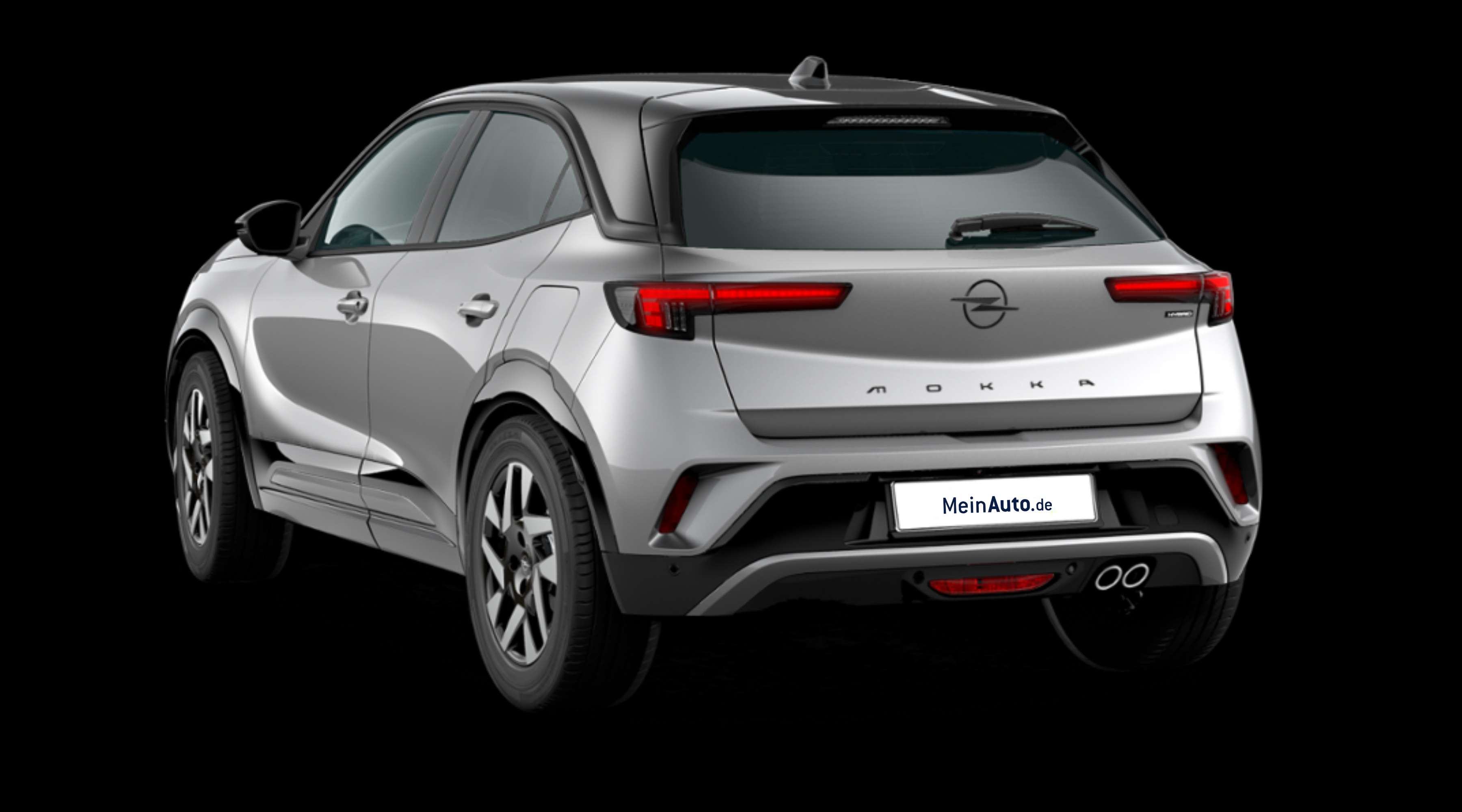 Schräge Heckansicht eines Opel Mokka, freigestellt