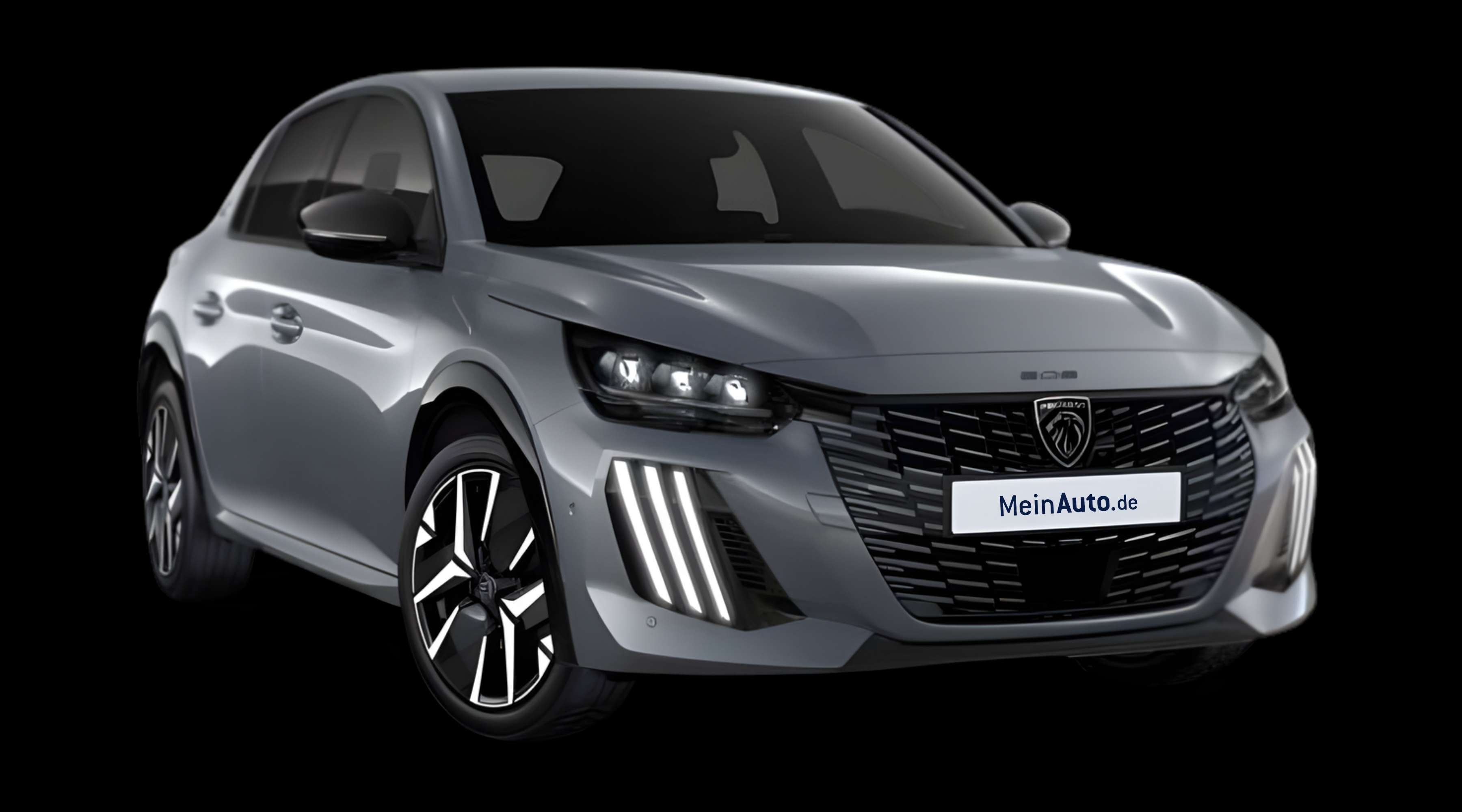 Schräge Frontansicht eines Peugeot 208, freigestellt