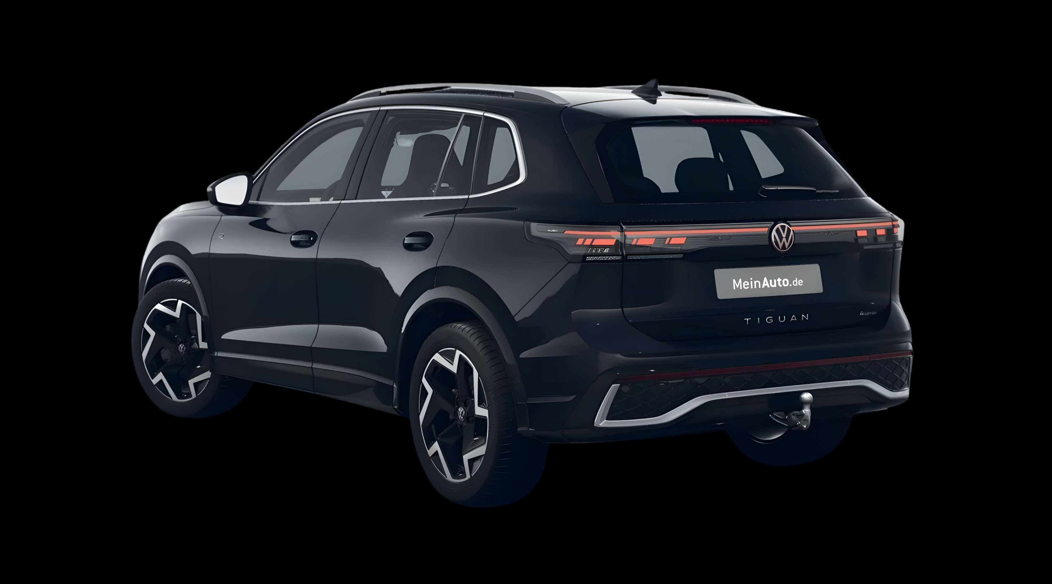 Schräge Heckansicht eines Volkswagen Tiguan, freigestellt