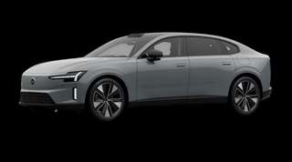 Schräge Frontansicht auf einen Volvo ES90 Core, freigestellt
