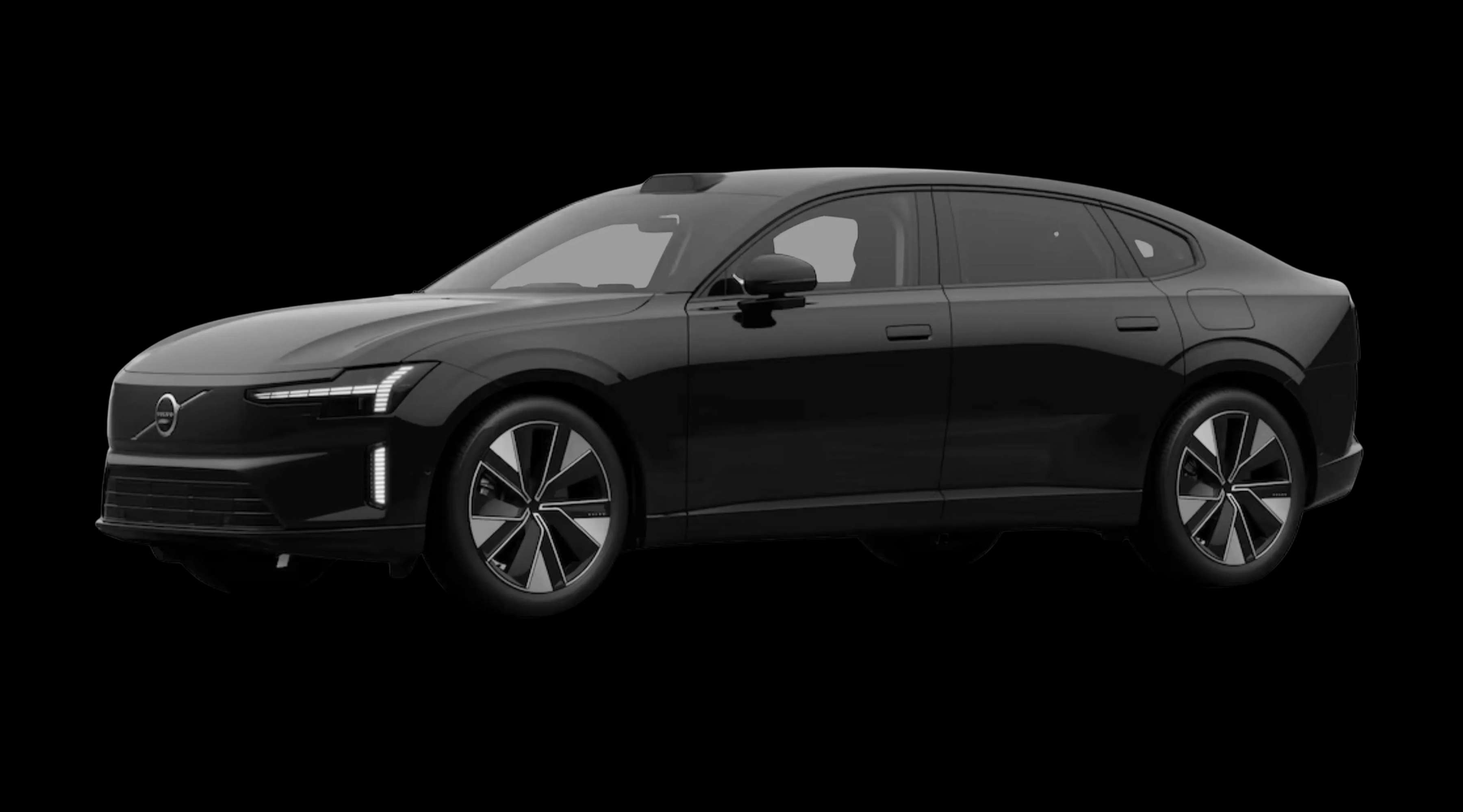 Schräge Frontansicht eines Volvo ES90, freigestellt