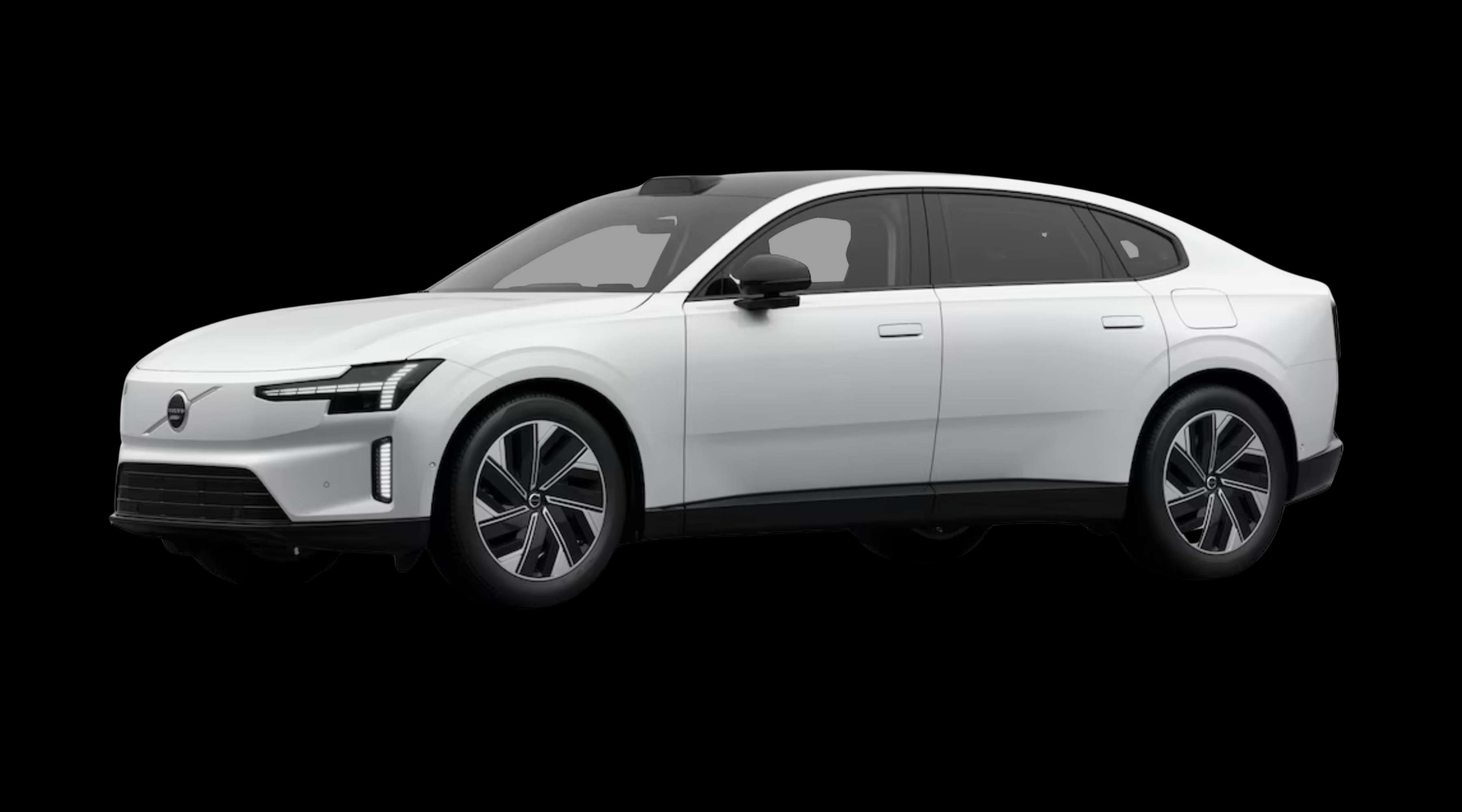 Schräge Frontansicht eines Volvo ES90, freigestellt