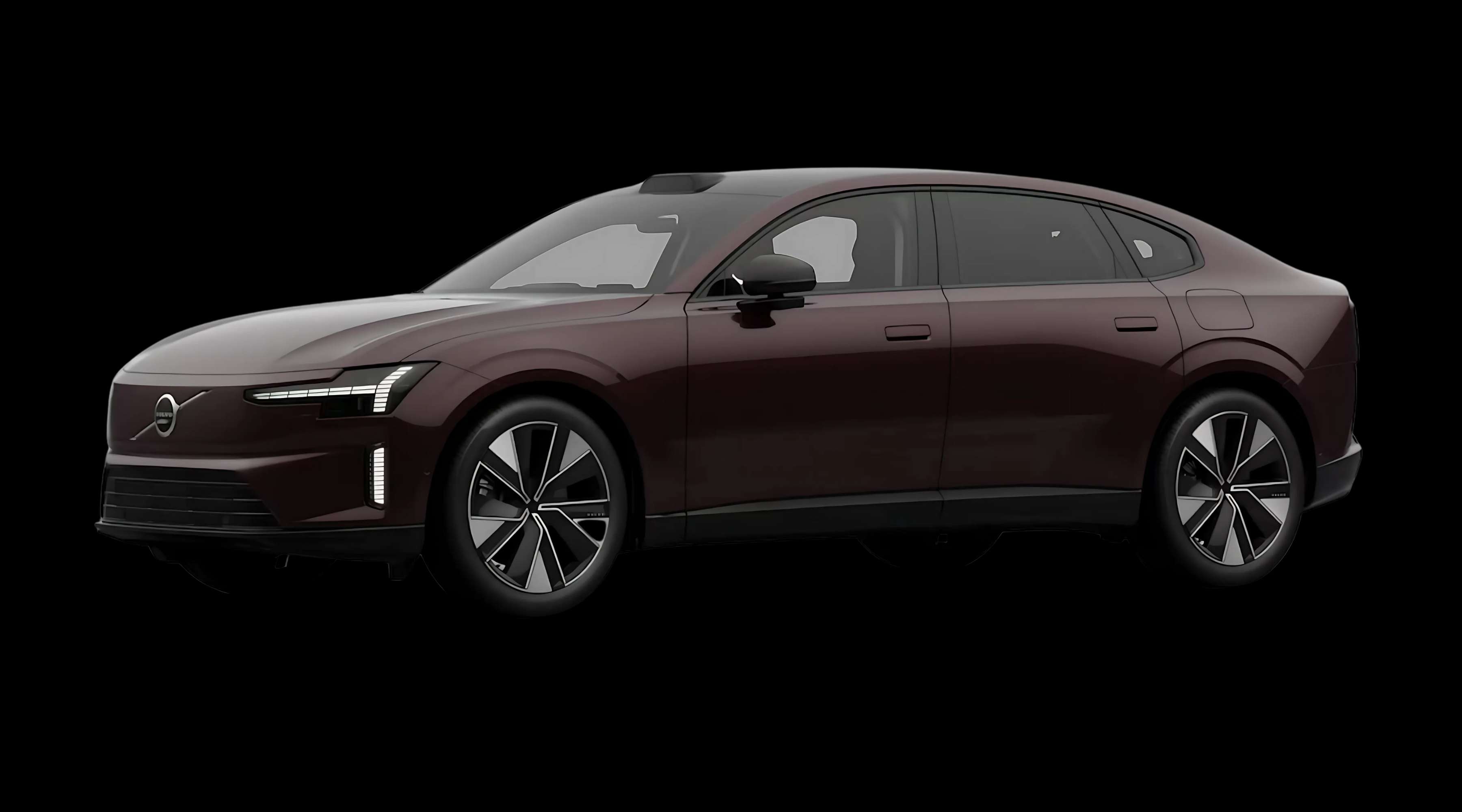 Schräge Frontansicht eines Volvo ES90, freigestellt