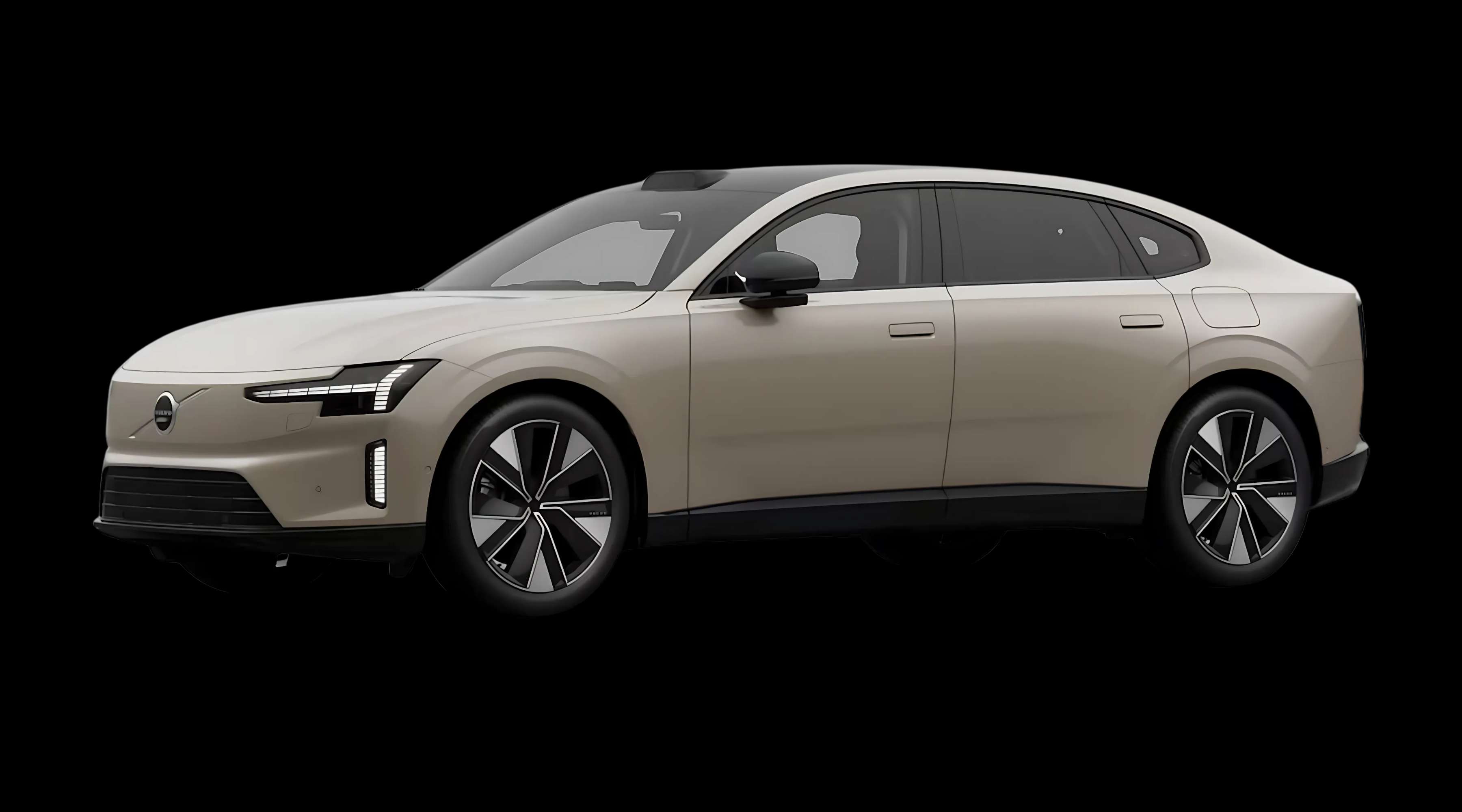 Schräge Frontansicht eines Volvo ES90, freigestellt