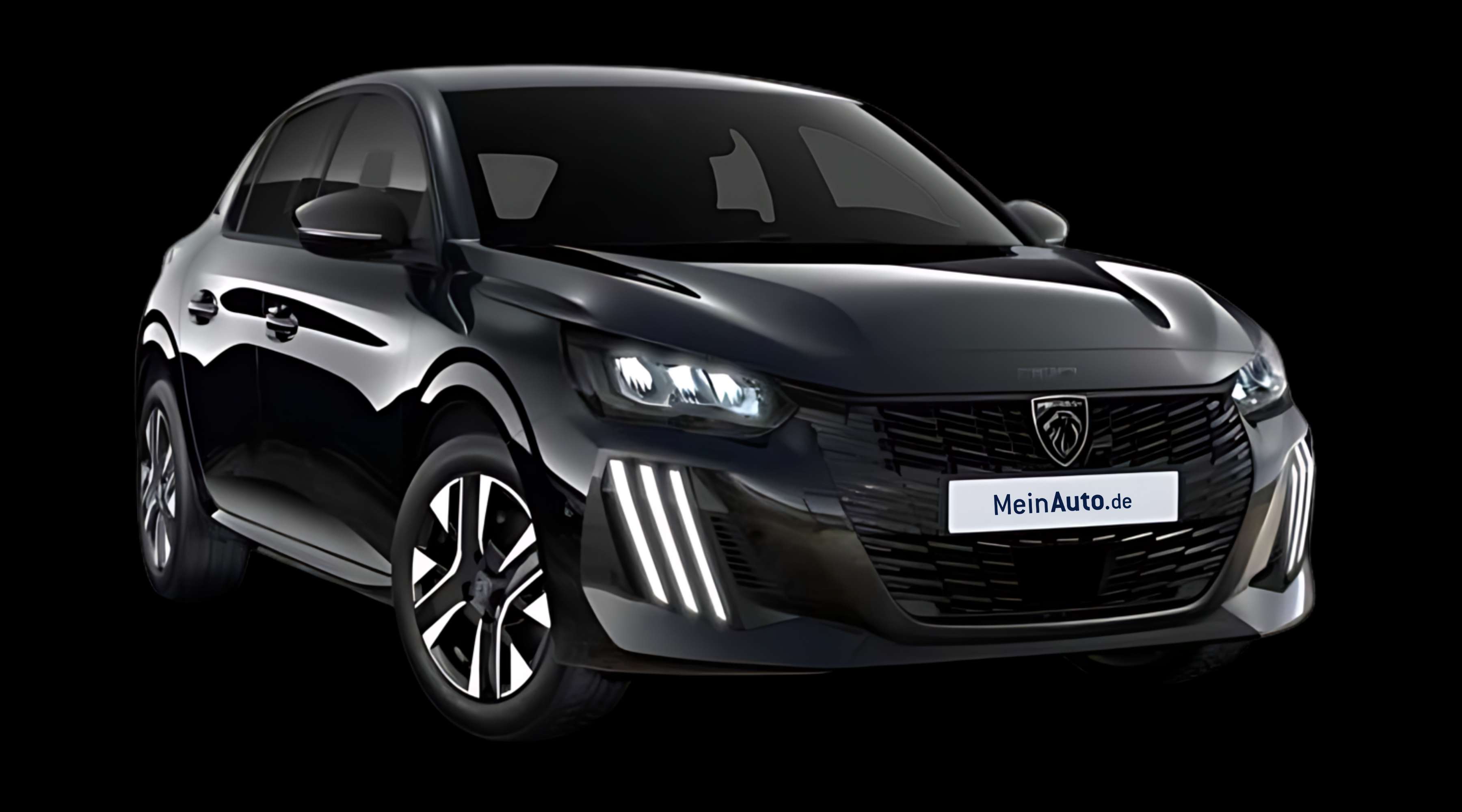 Schräge Frontansicht eines Peugeot 208, freigestellt