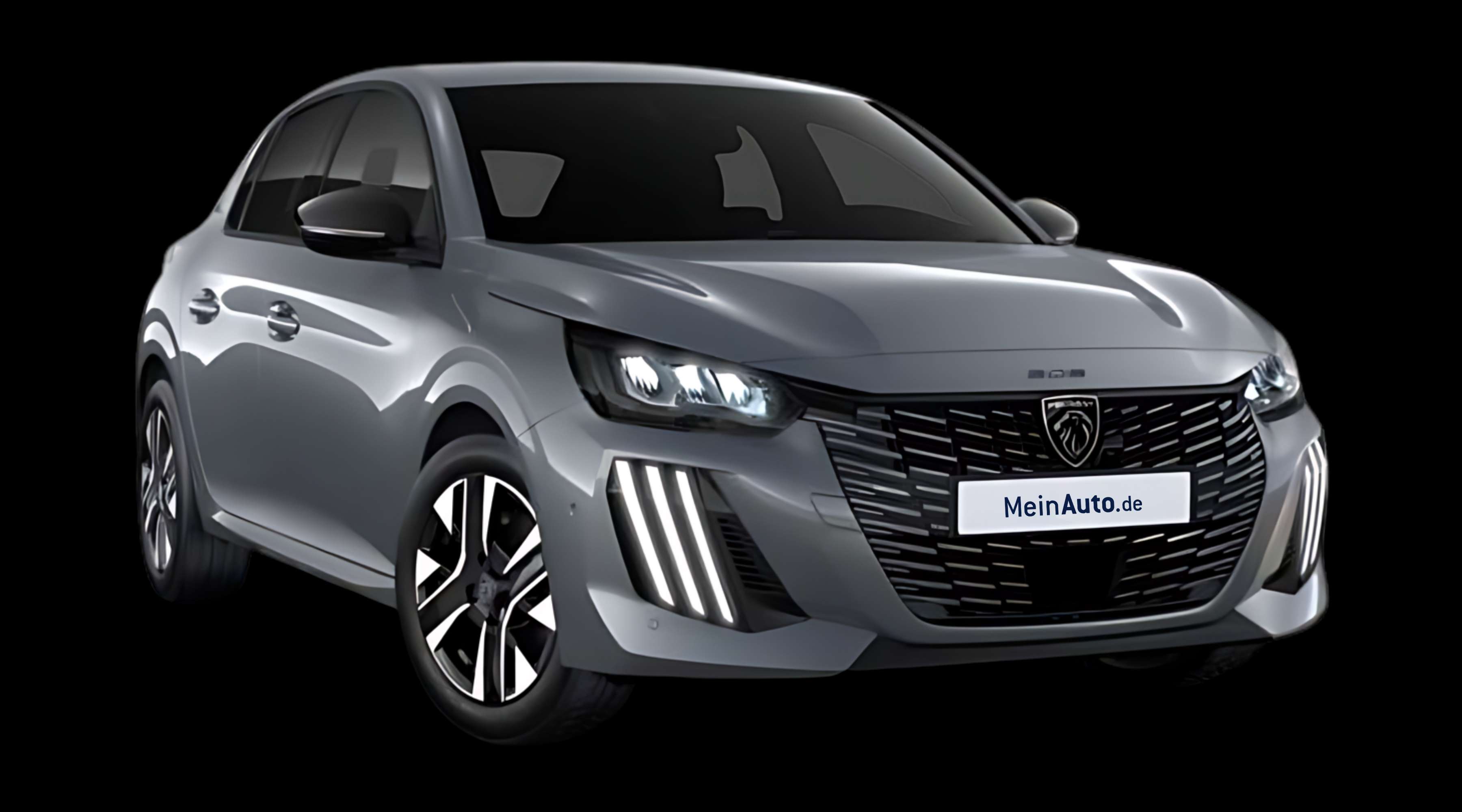 Schräge Frontansicht eines Peugeot 208, freigestellt