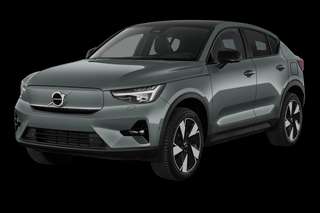 Schräge Frontansicht auf einen Volvo EC40 Plus, freigestellt