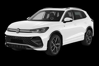Schräge Frontansicht auf einen Volkswagen Tiguan ENERGY, freigestellt