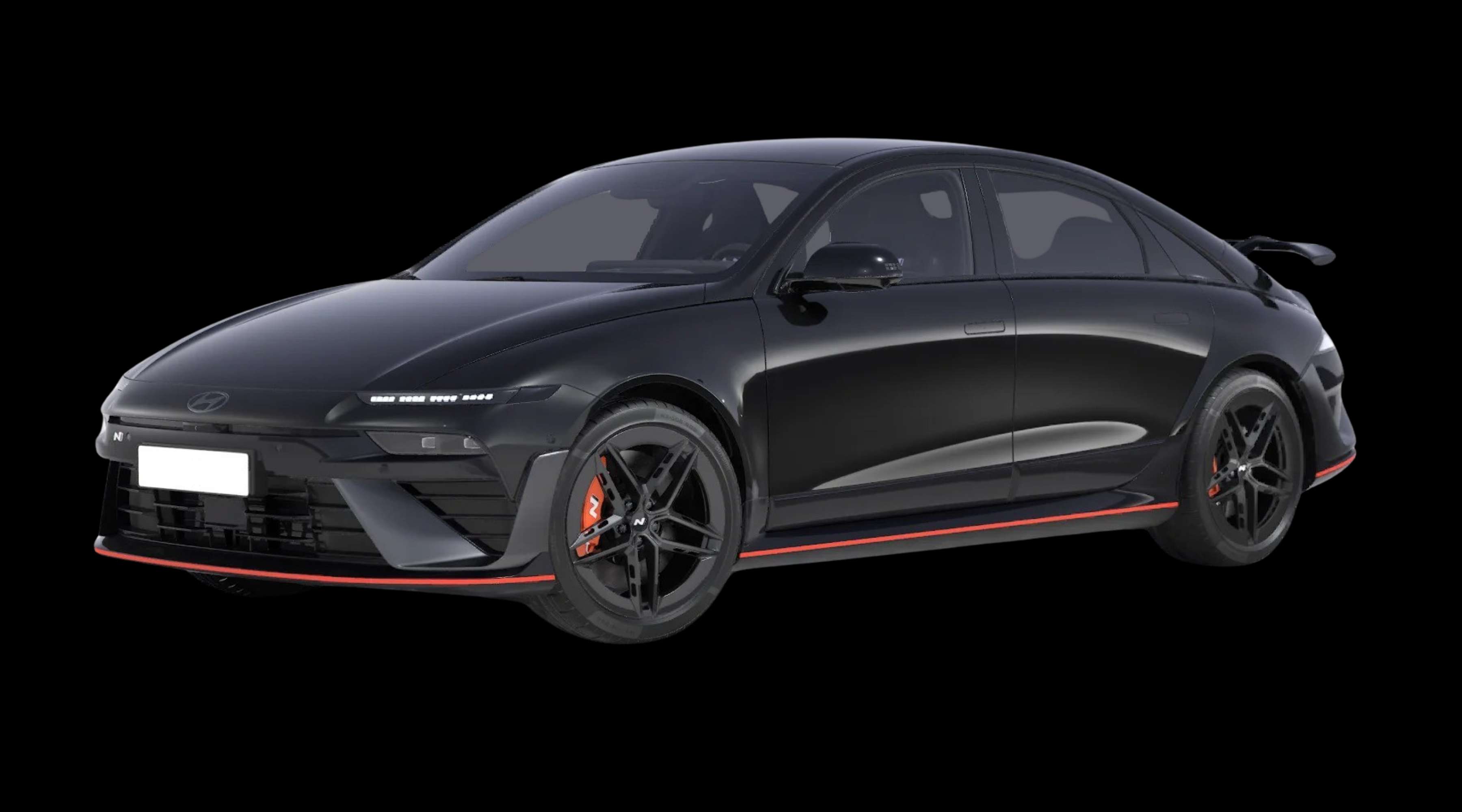 Schräge Frontansicht eines Hyundai IONIQ 6, freigestellt