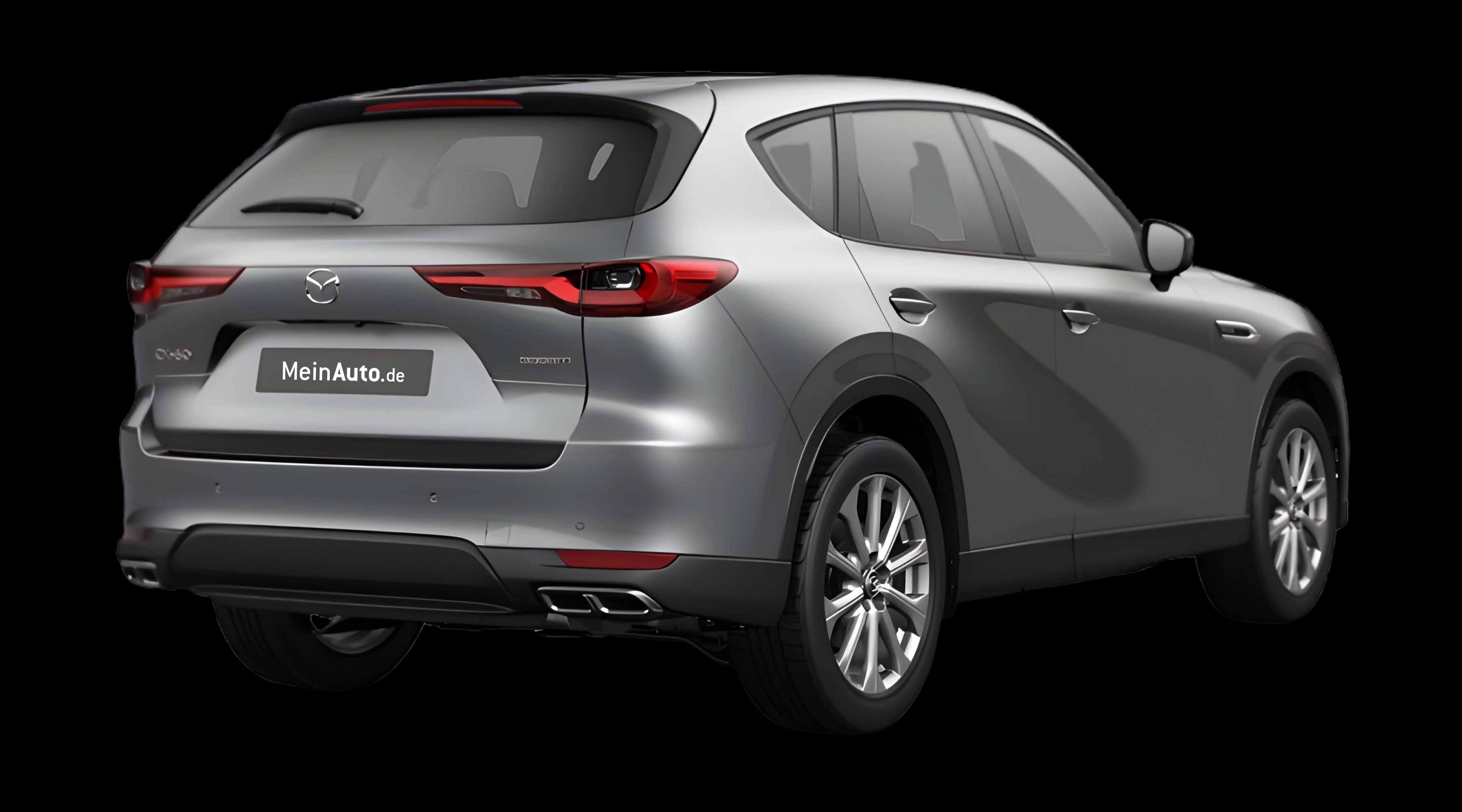 Schräge Heckansicht eines Mazda CX-60, freigestellt