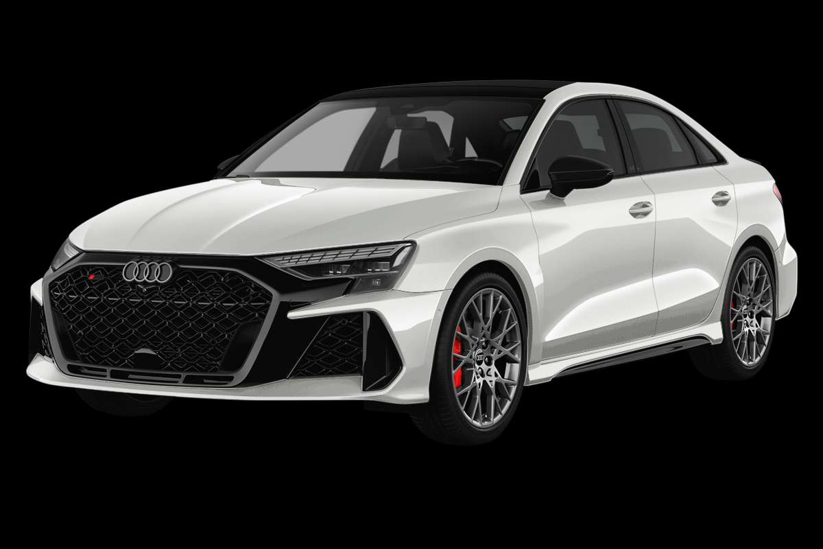 Schräge Frontansicht eines Audi A3, freigestellt