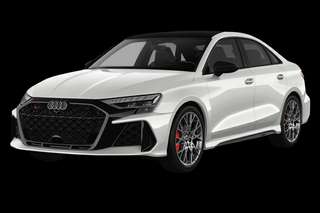 Schräge Frontansicht auf einen Audi A3 , freigestellt