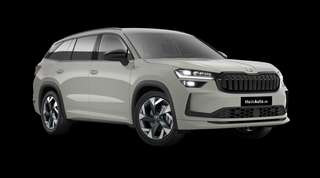 Schräge Frontansicht auf einen Skoda Kodiaq Sportline, freigestellt