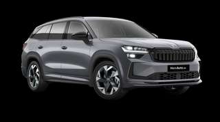 Schräge Frontansicht auf einen Skoda Kodiaq Sportline, freigestellt