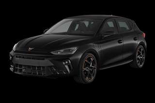 Schräge Frontansicht auf einen CUPRA Leon VZ Tribe Edition, freigestellt