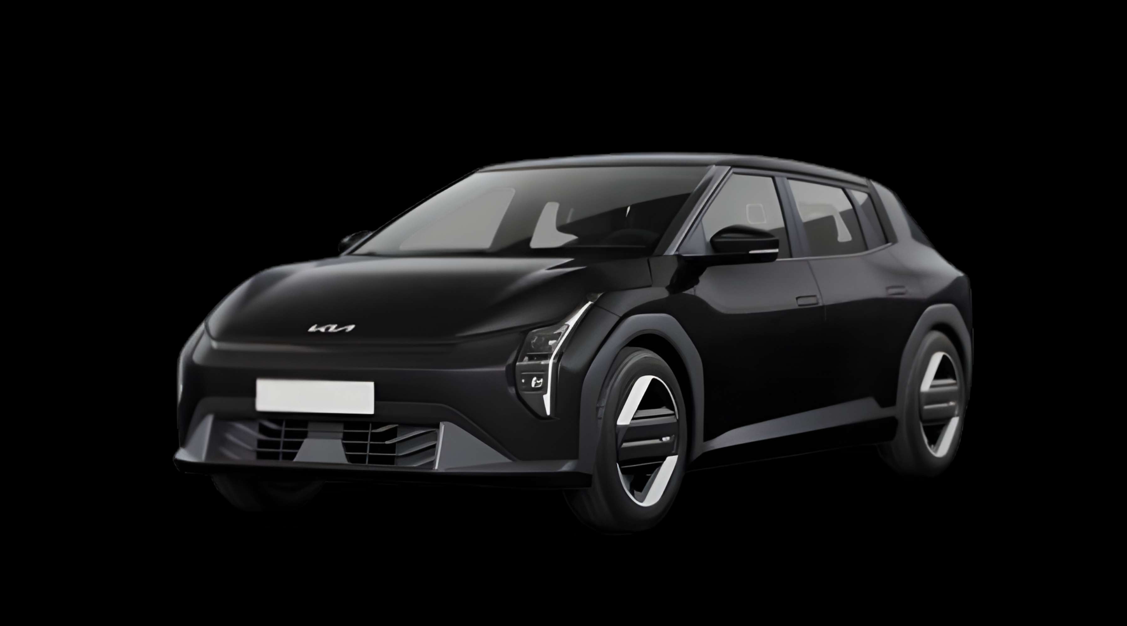 Schräge Frontansicht eines Kia EV4, freigestellt